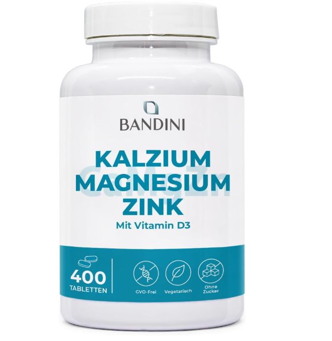 Bandini Kalzium Magnesium Zink Tabletten mit Vitamin D3, 400 Stück.