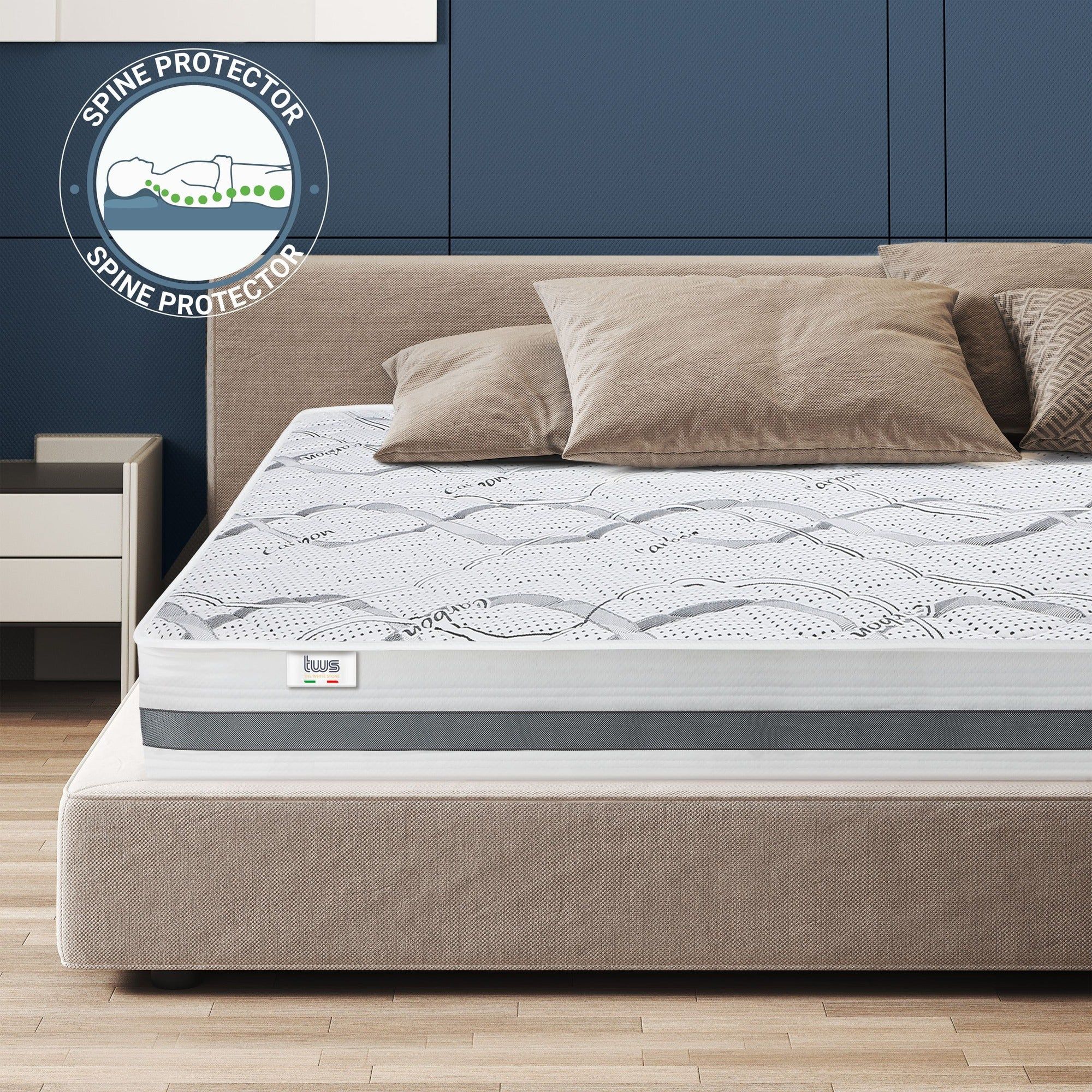 The White Stone Memory Foam Matratze 90x190 cm Höhe 22 cm
