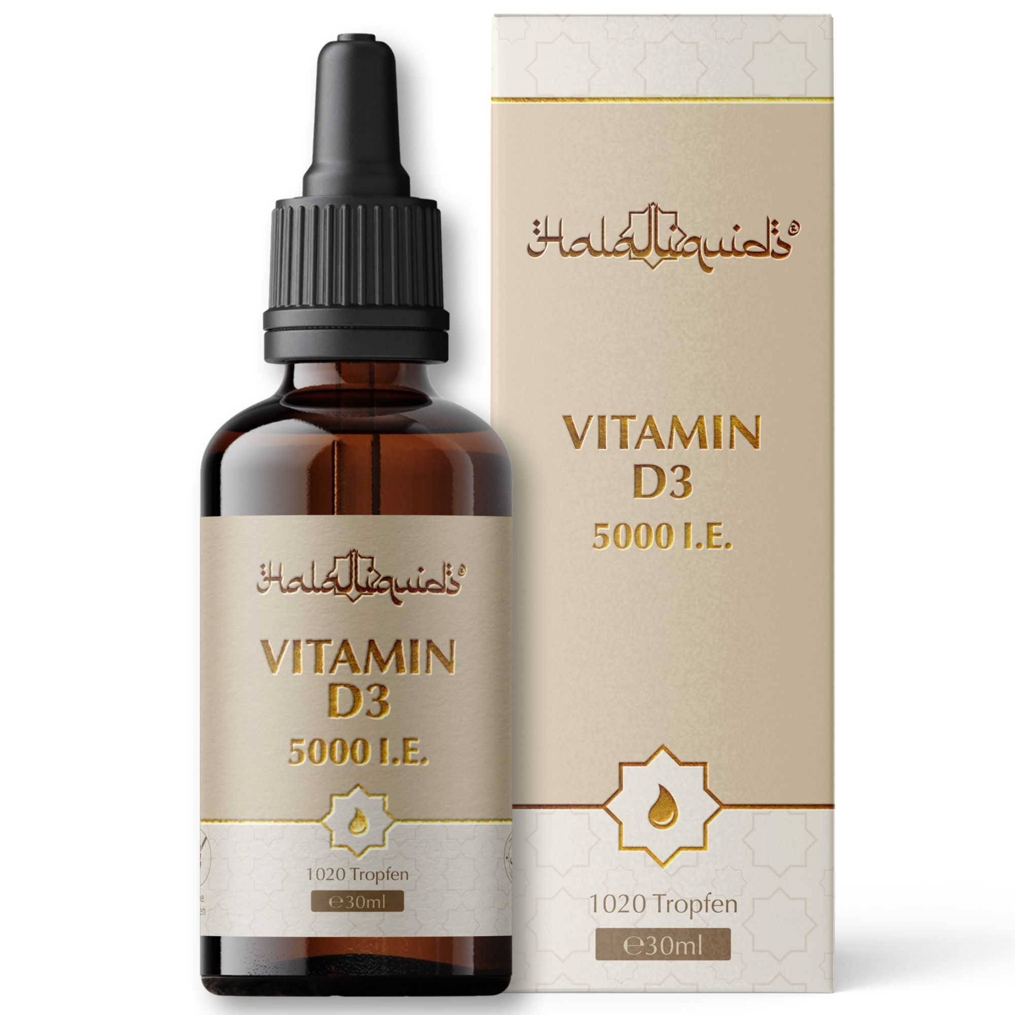 Braunglasflasche mit Pipette und Faltschachtel, Vitamin D3 5000 I.E.