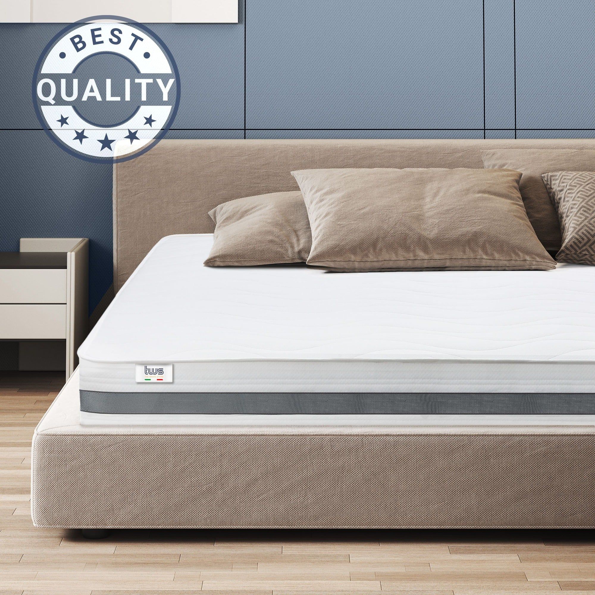 The White Stone Matratze 150x190 cm mit Antibakterieller Schaum | Höhe 20 cm