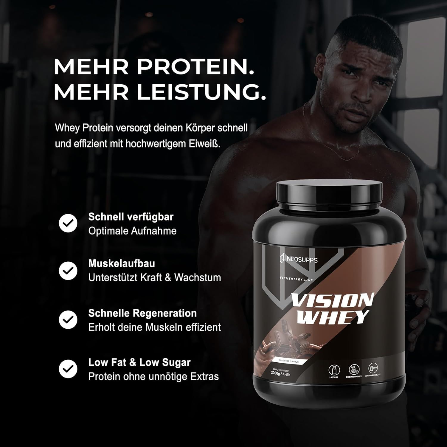 Neosupps Vision Whey Rich Choco, Protein Pulver,  zum Abnehmen & Muskelaufbau