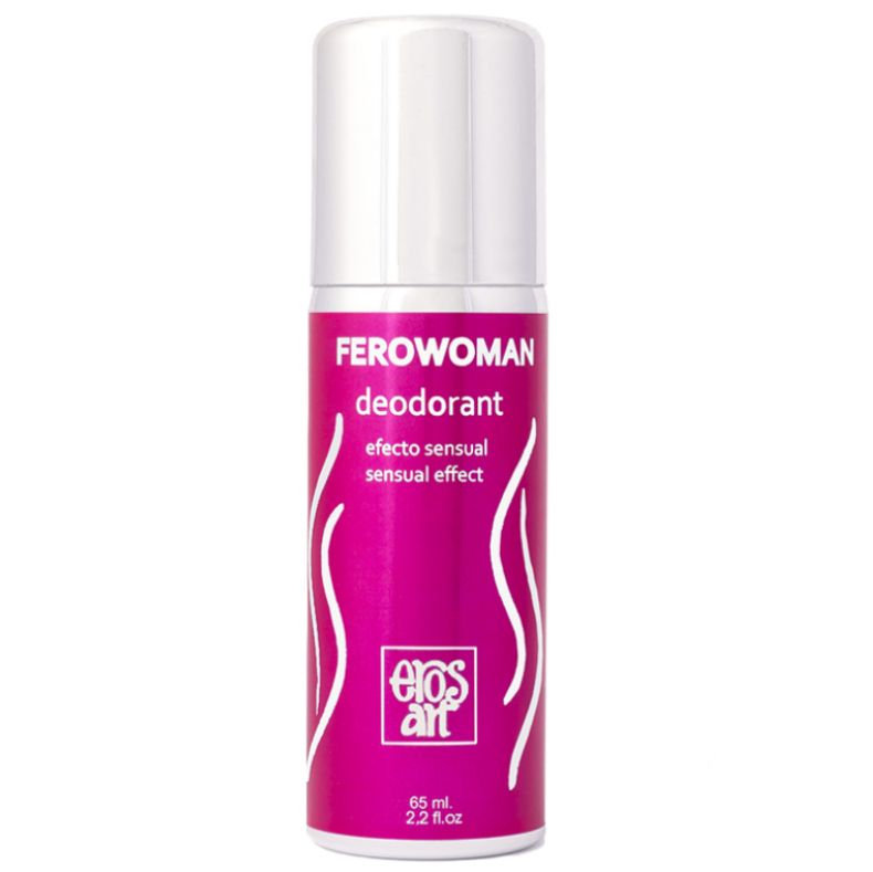 Deodorant-Spray von Ferowoman. Rosa Dose mit weißem Deckel. Schriftzug und Logo sichtbar.