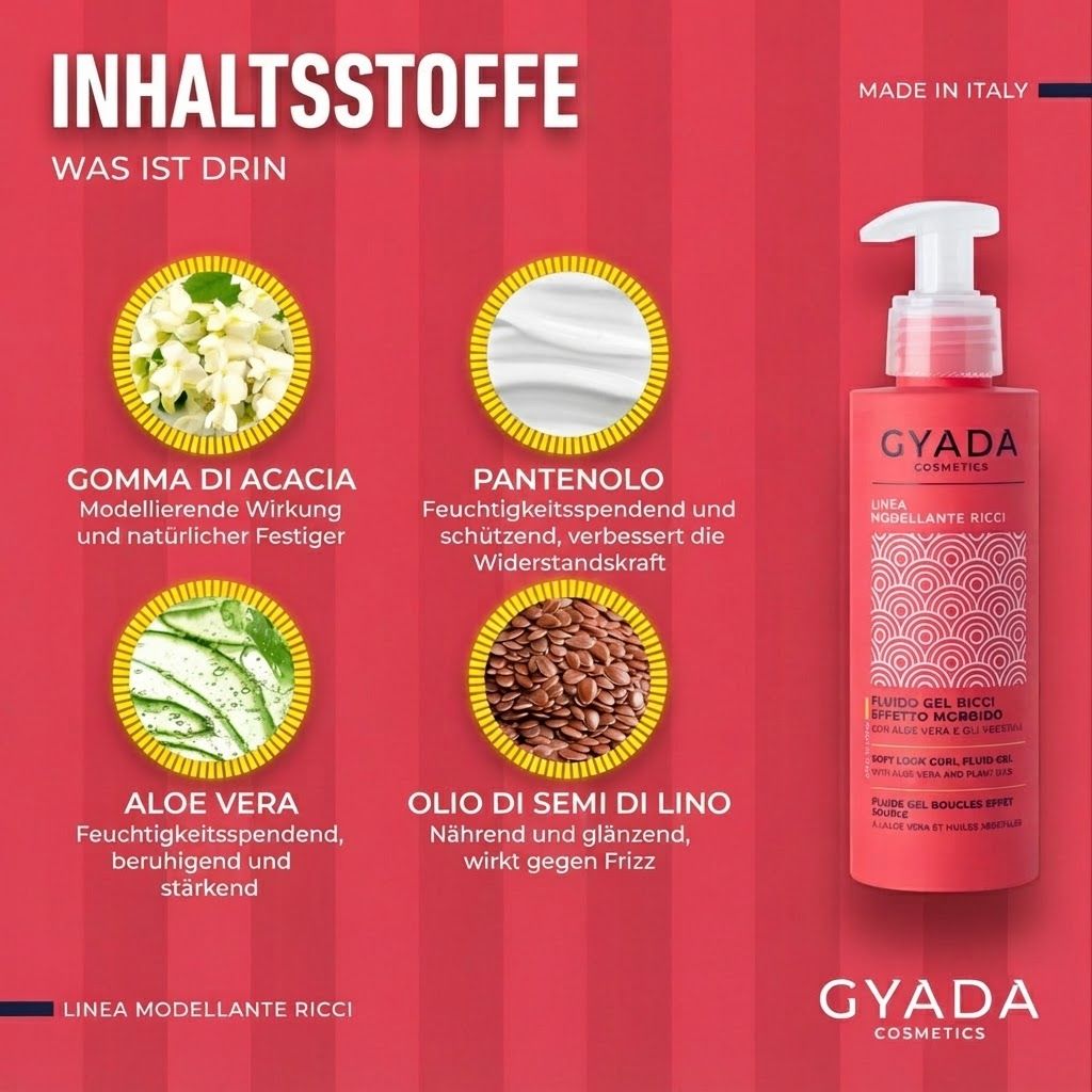 Gyada Cosmetics Locken Fluid-Gel mit Aloe Vera und Pflanzenextrakten.