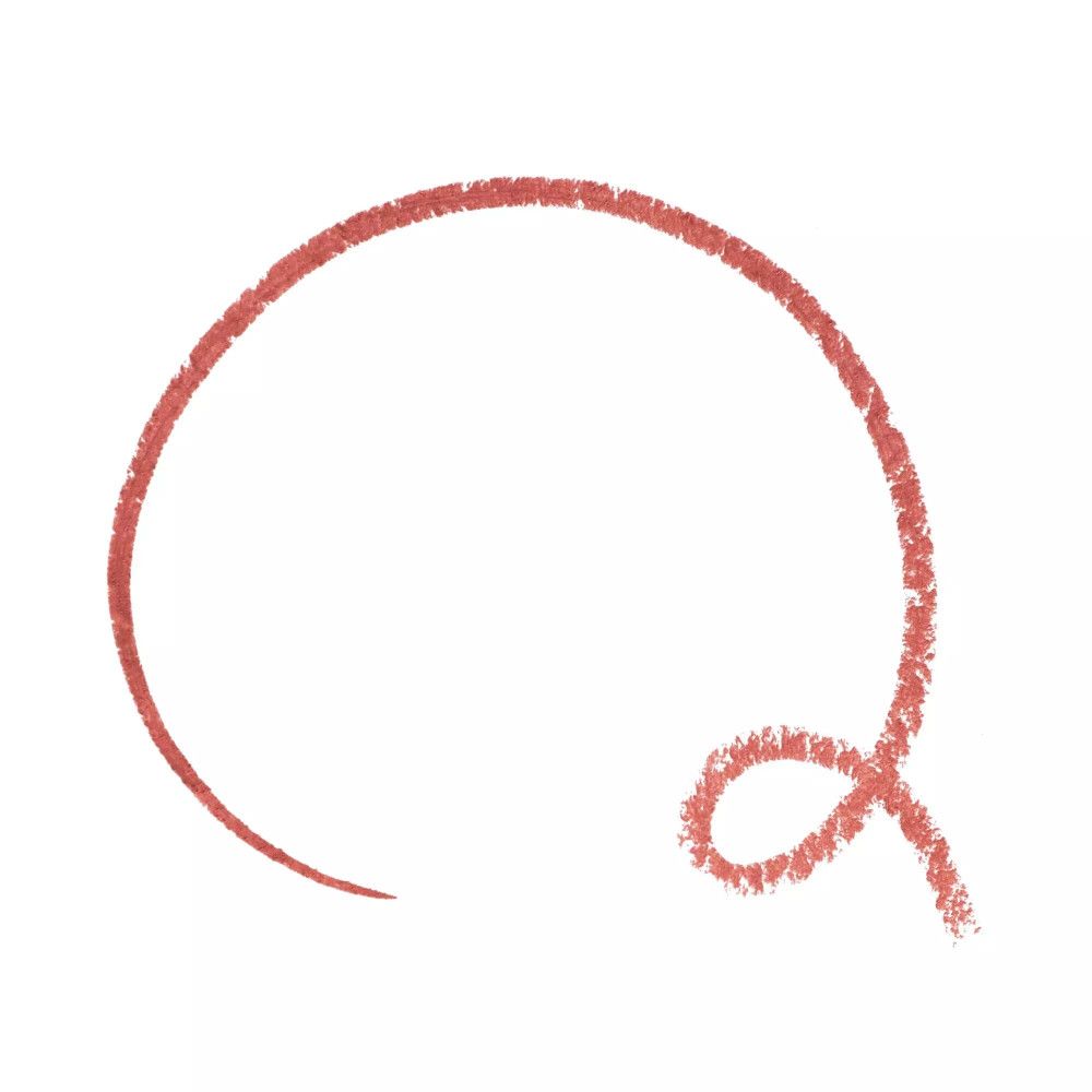 Kreisförmiger Lippenstiftstrich in Rosa auf weißem Hintergrund.