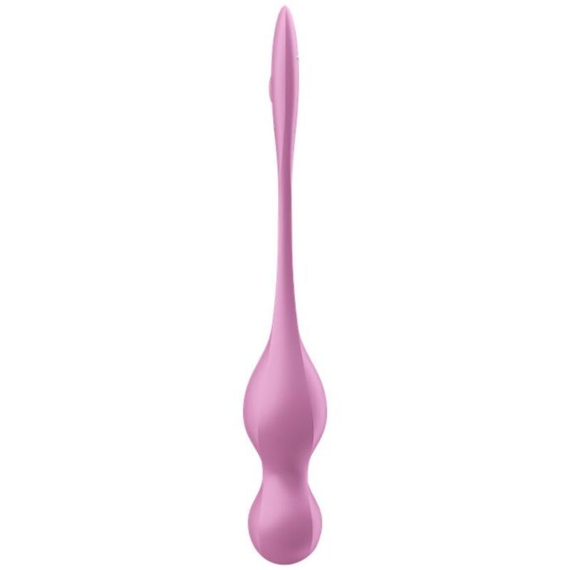 Rosa Vibrationskugel. Längliche Form mit zwei Kugeln. Aus Silikon.