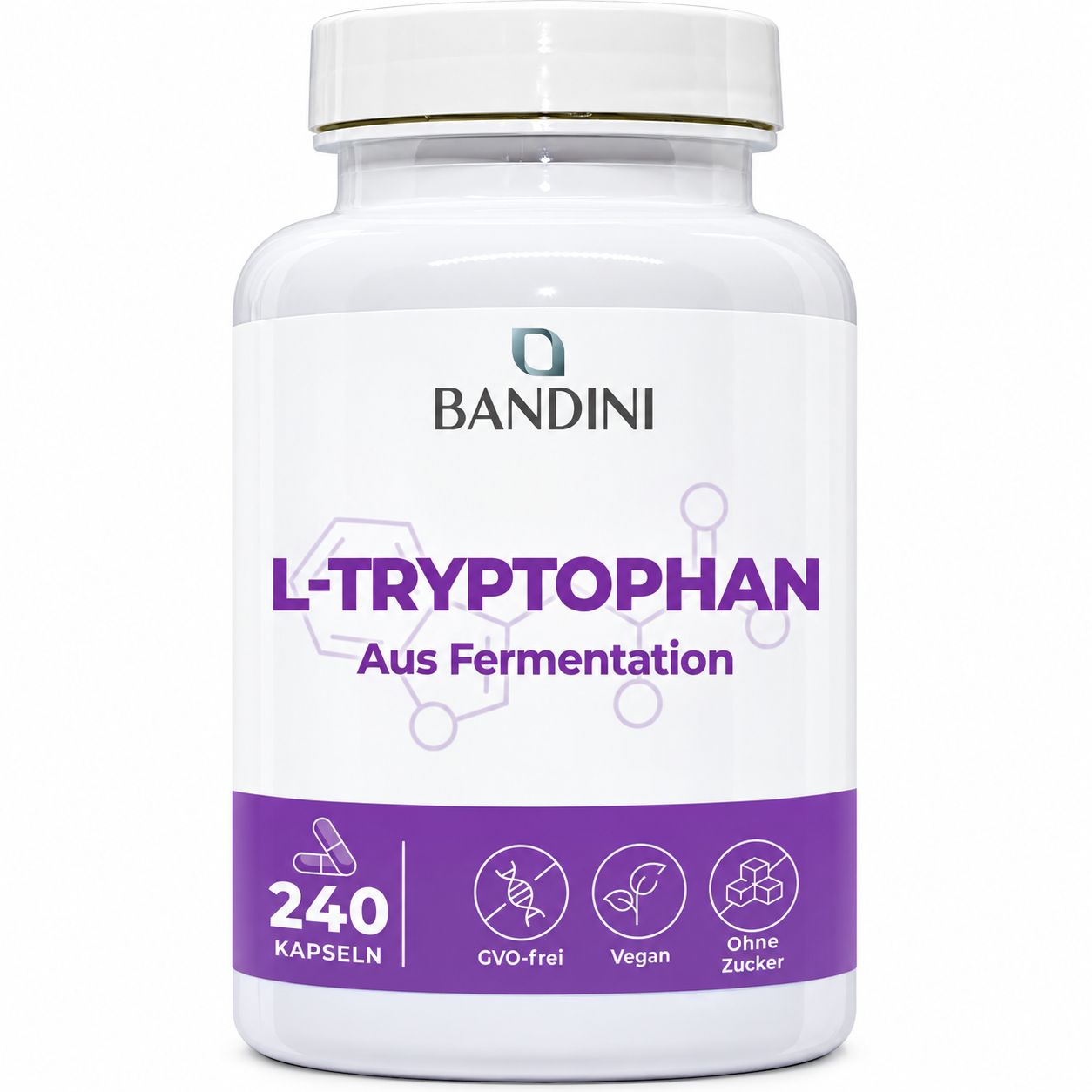 Flasche mit Acetyl L-Carnitin Kapseln, 60 Stück, 1000 mg pro Portion.