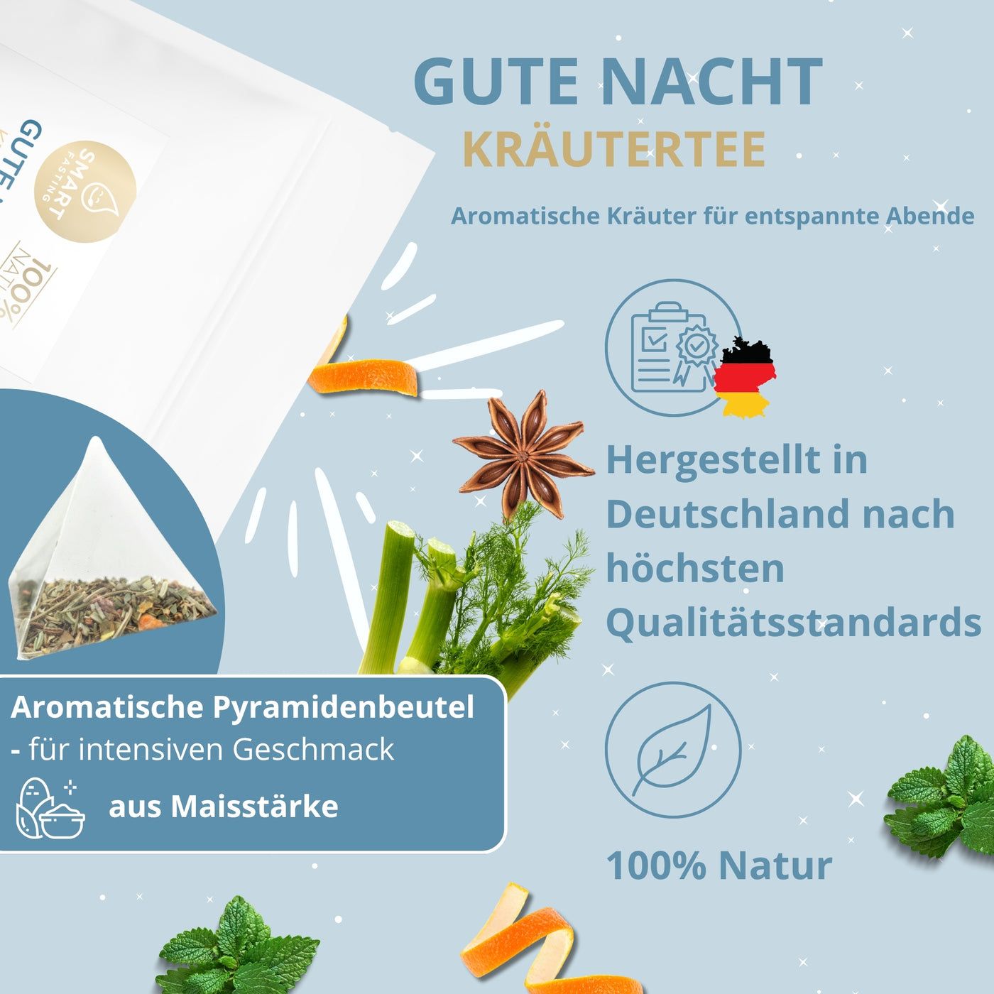 Smart Fasting® Kräutertee - Gute Nacht - 100% Natur, vegan, hochwertig