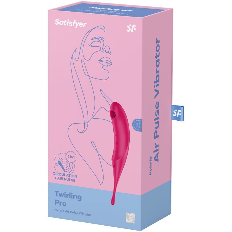 Verpackung des Satisfyer Twirling Pro Air Pulse Stimulators mit Produktabbildung.