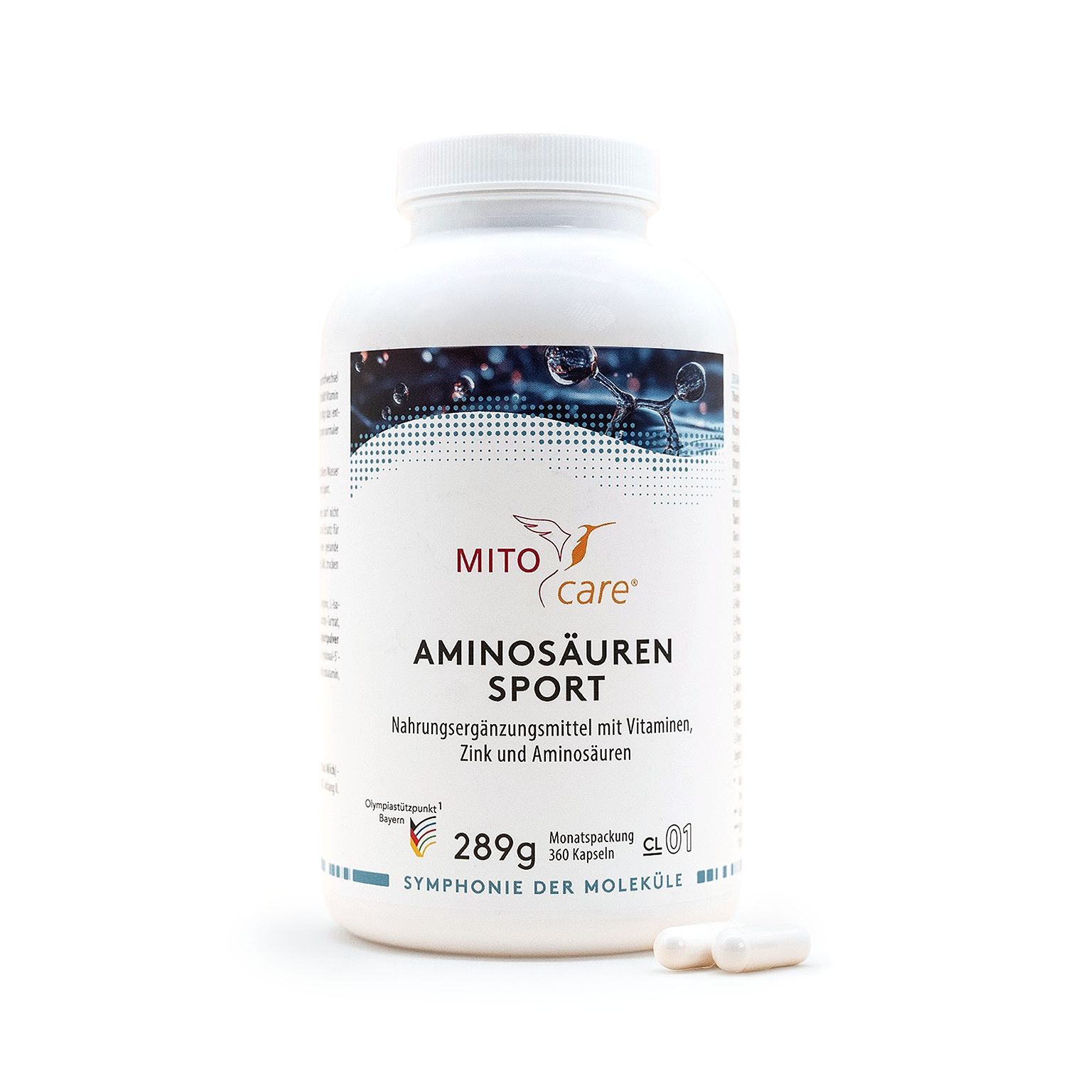 MITOcare Aminosäuren Sport Kapselbehälter, 289g, 360 Kapseln.