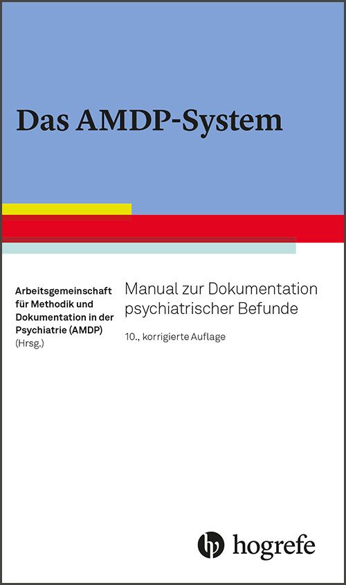 Buchcover mit Titel "Das AMDP-System". Untertitel: Manual zur Dokumentation psychiatrischer Befunde. Herausgeber: Hogrefe.