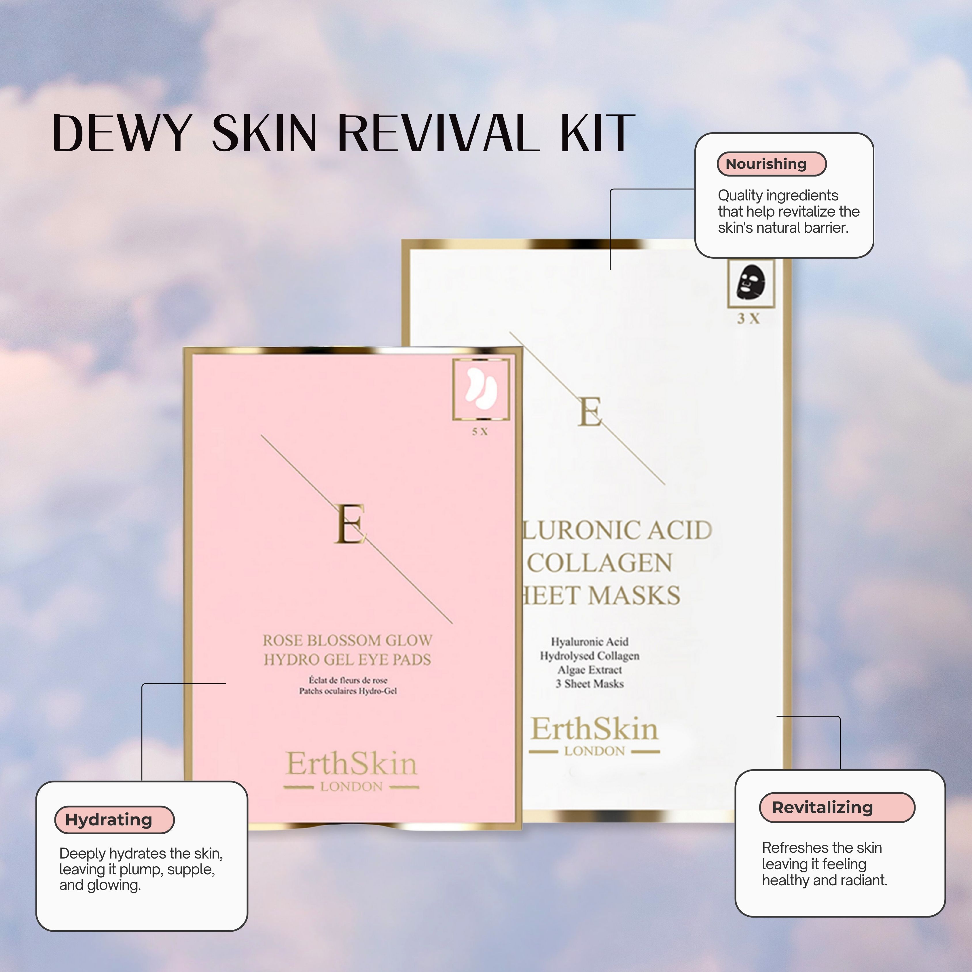 ErthSkin London Hyaluronsäure- und Kollagenmaske + Augenpads