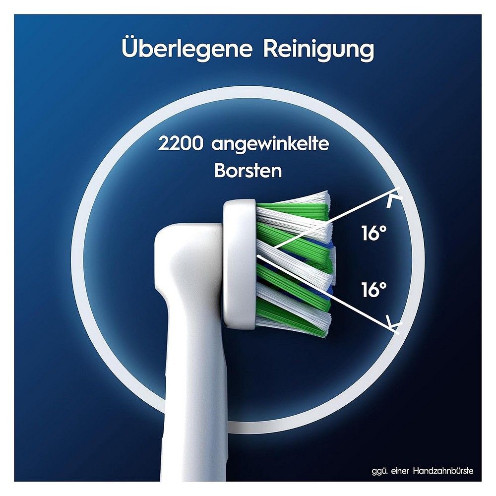 Oral-B Pro CrossAction Bürstenkopf mit 2200 angewinkelten Borsten für überlegene Reinigung.
