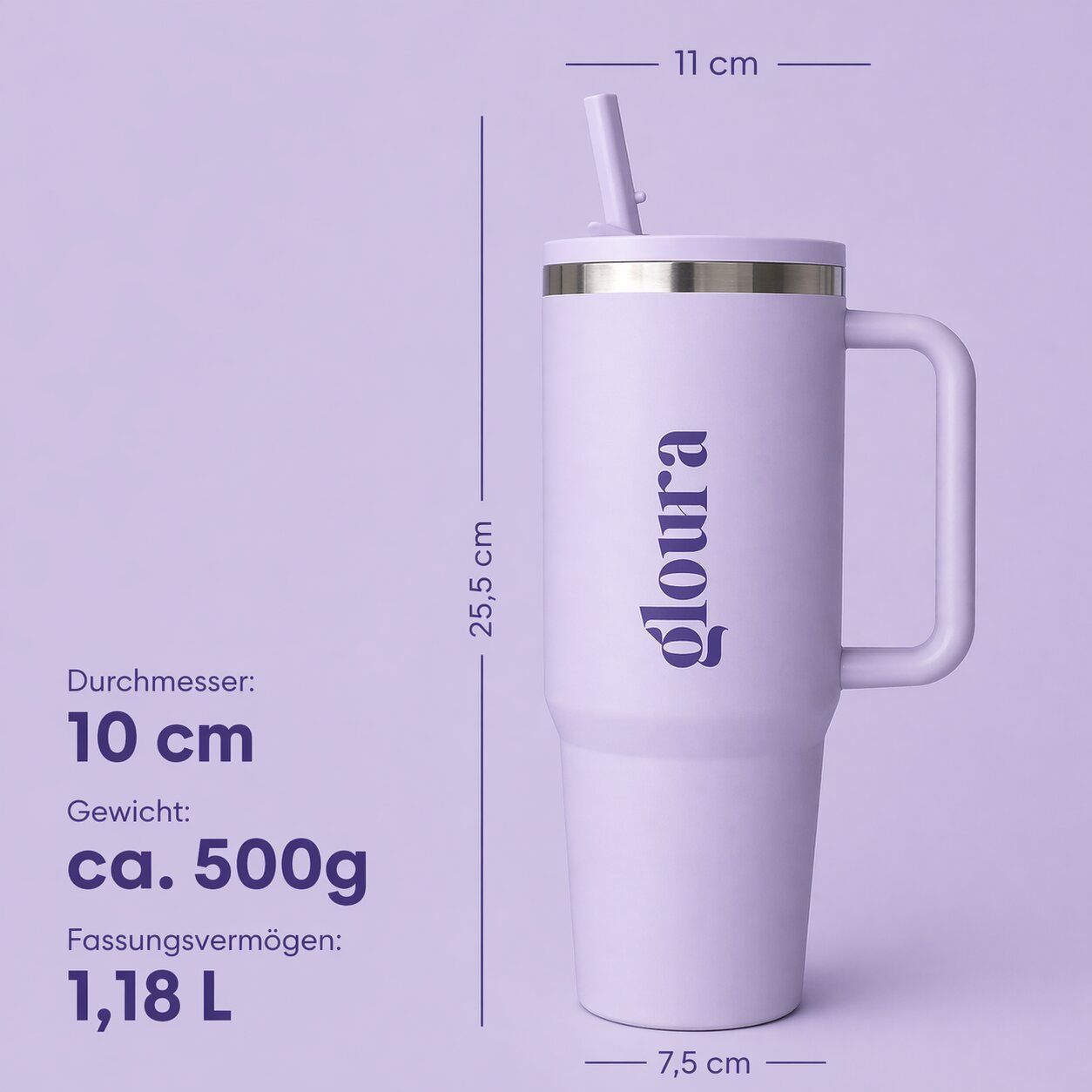 Gloura Thermobecher, Trinkflasche aus Edelstahl, für heiße und kalte Getränke, Sport & Alltag
