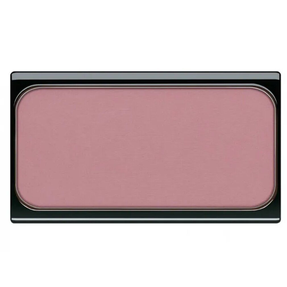Rechteckiger Rouge-Kompaktpuder in einem schwarzen Etui. Rosa Farbton.