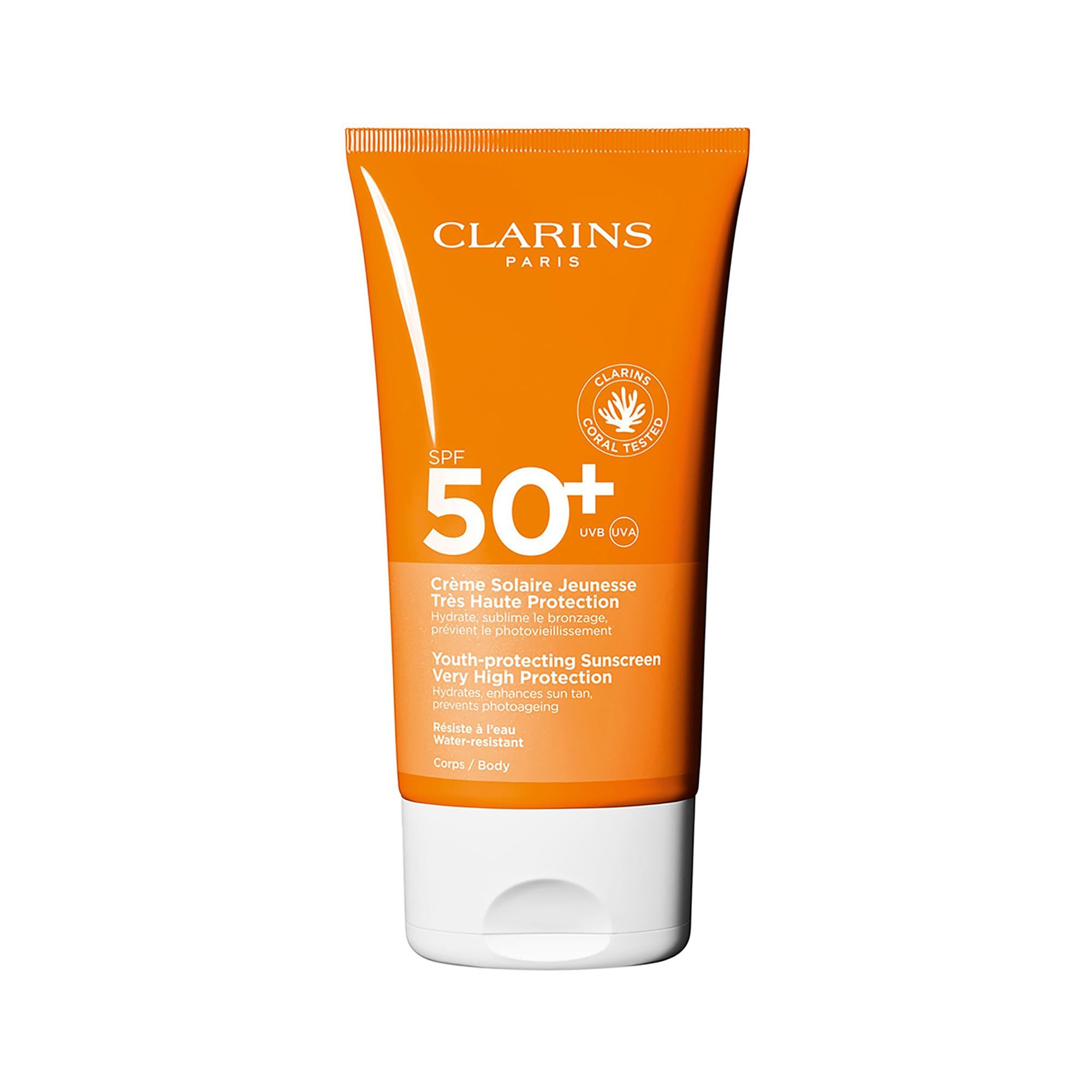 Clarins Youth Protecting Sunscreen SPF50+ Sonnenmilch für den Körper, 150 ml