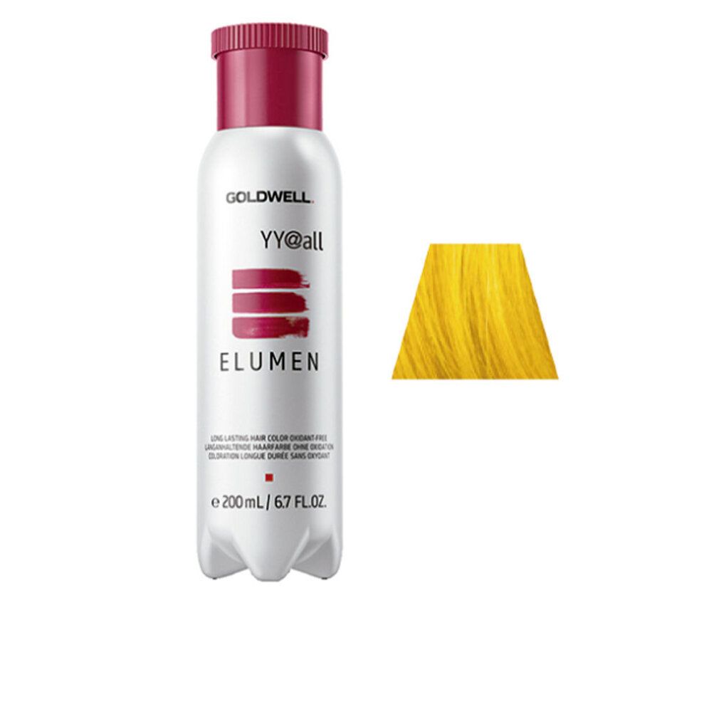Flasche mit Haarfarbe. Goldwell, YY@all, Elumen. Farbprobe gelb. 200 ml.