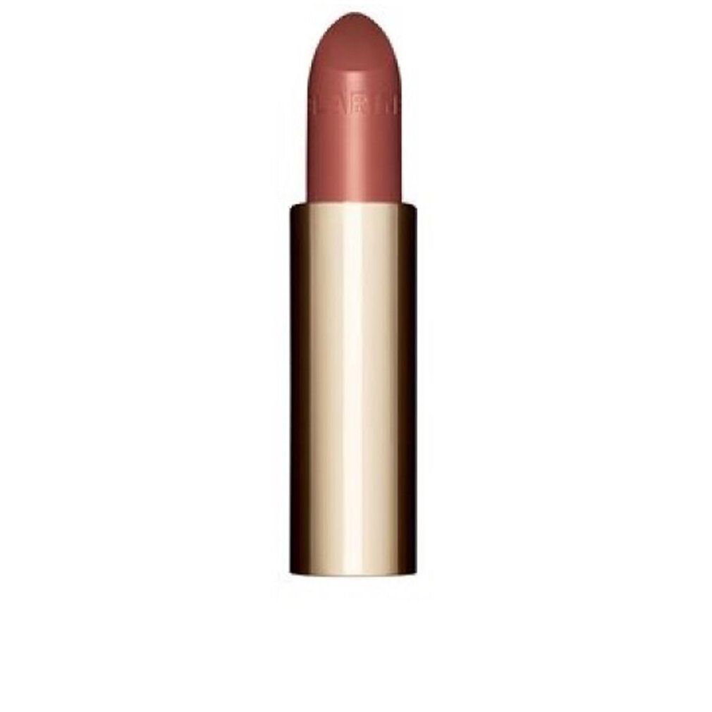 Lippenstift mit goldfarbener Hülse. Der Lippenstift ist rosa. Auf dem Lippenstift ist der Markenname eingraviert.