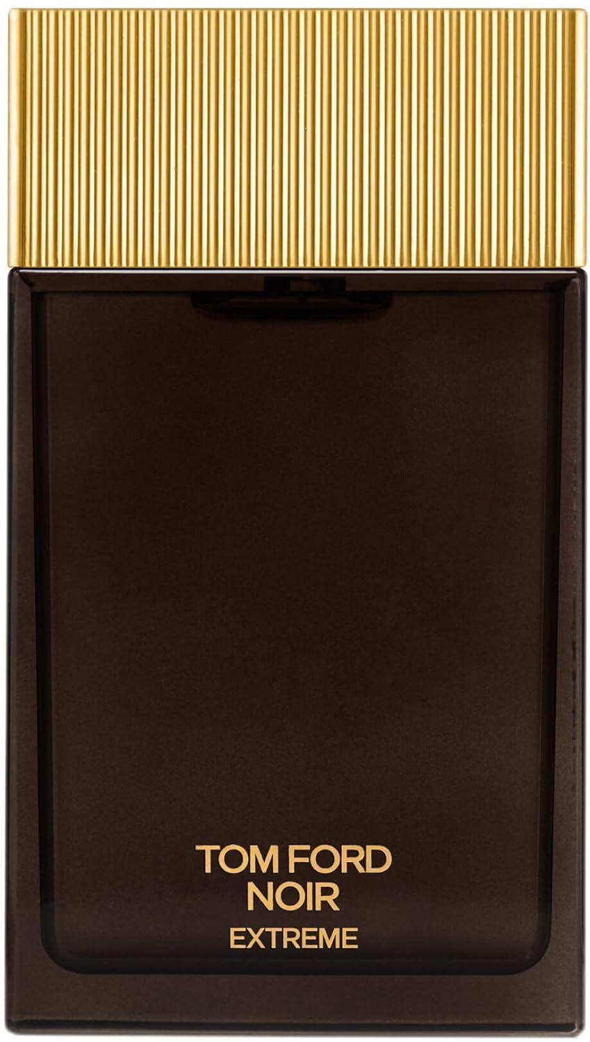 Dunkelbrauner Flakon mit goldfarbenem Deckel. Aufschrift: TOM FORD NOIR EXTREME.