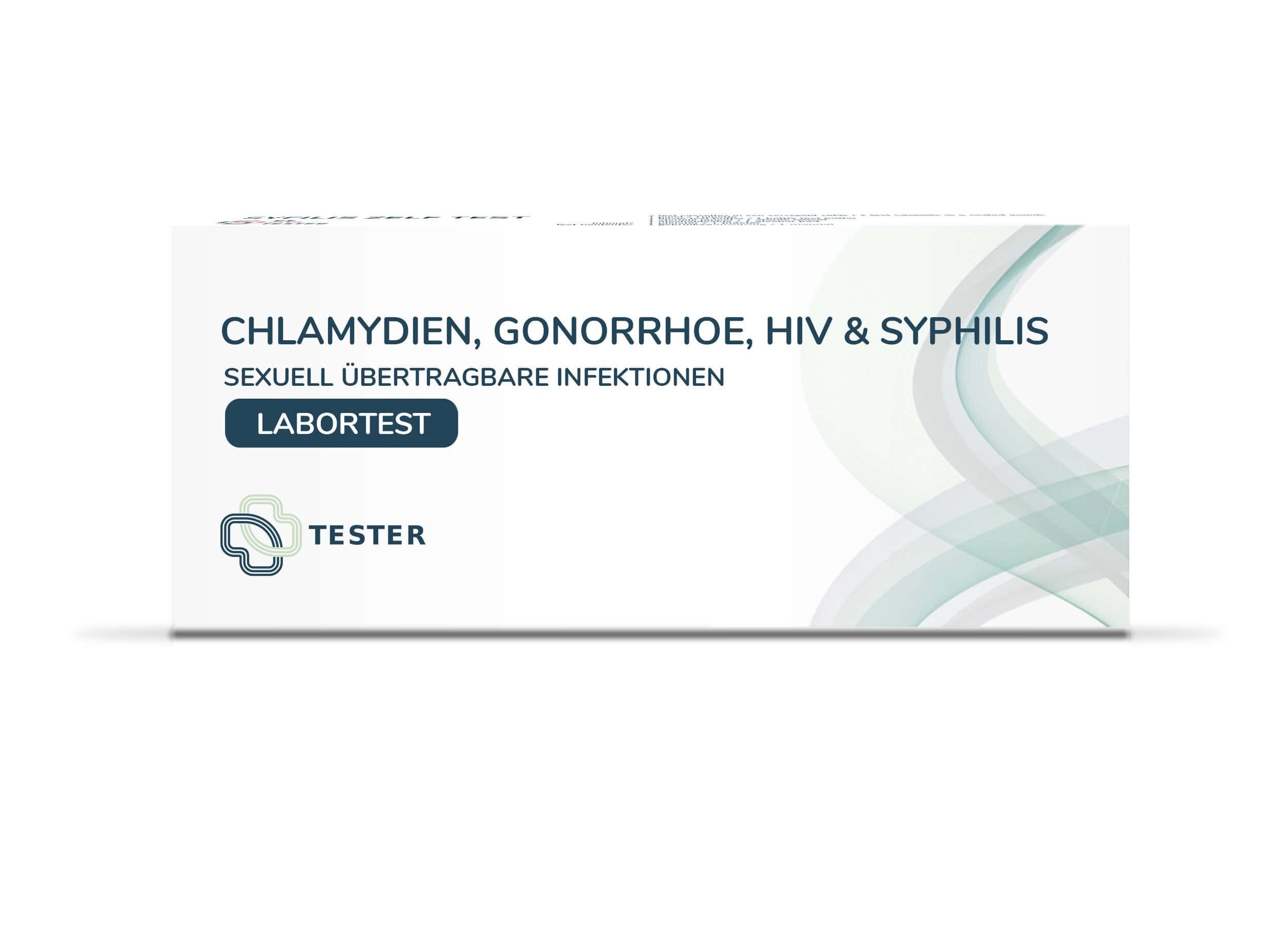 Testkit für Chlamydien, Gonorrhoe, HIV & Syphilis (Mann) - Urintest.