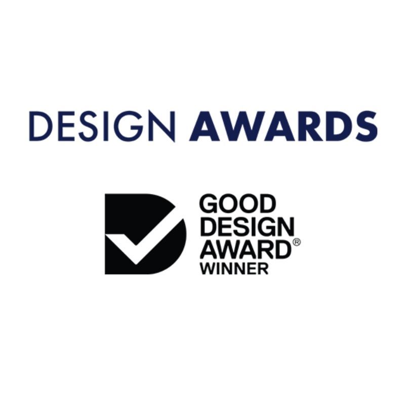 Design Awards Logo. Text: DESIGN AWARDS. Good Design Award Winner Logo.