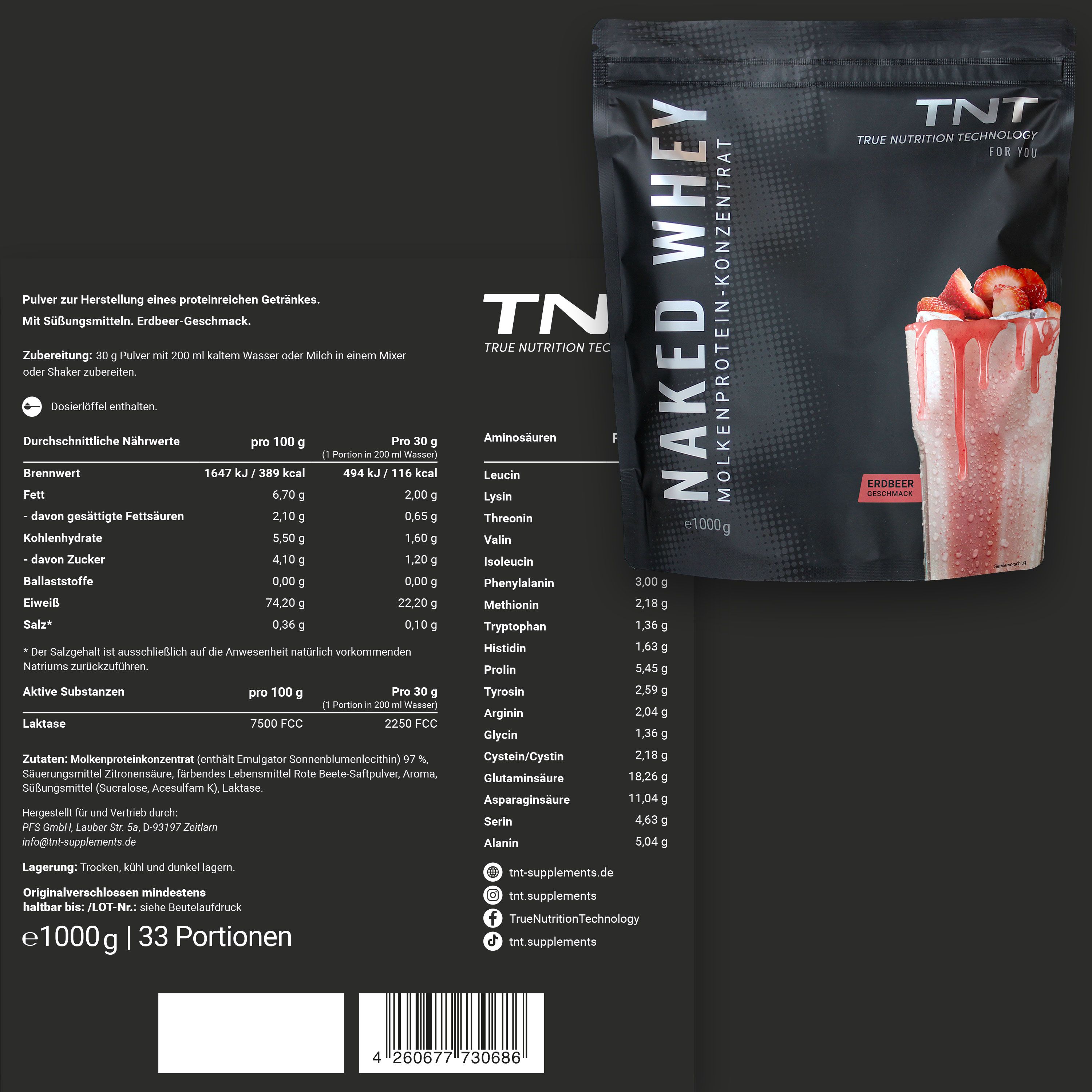 TNT Naked Whey - Molkenproteinkonzentrat mit Laktase