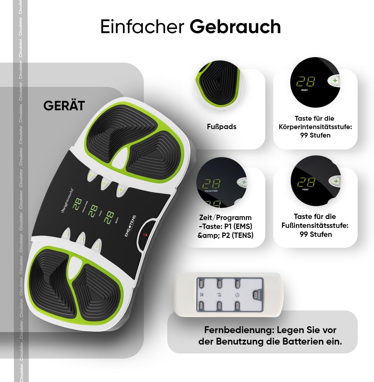 WeightWorld Fußmassagegerät mit EMS & TENS Technologie