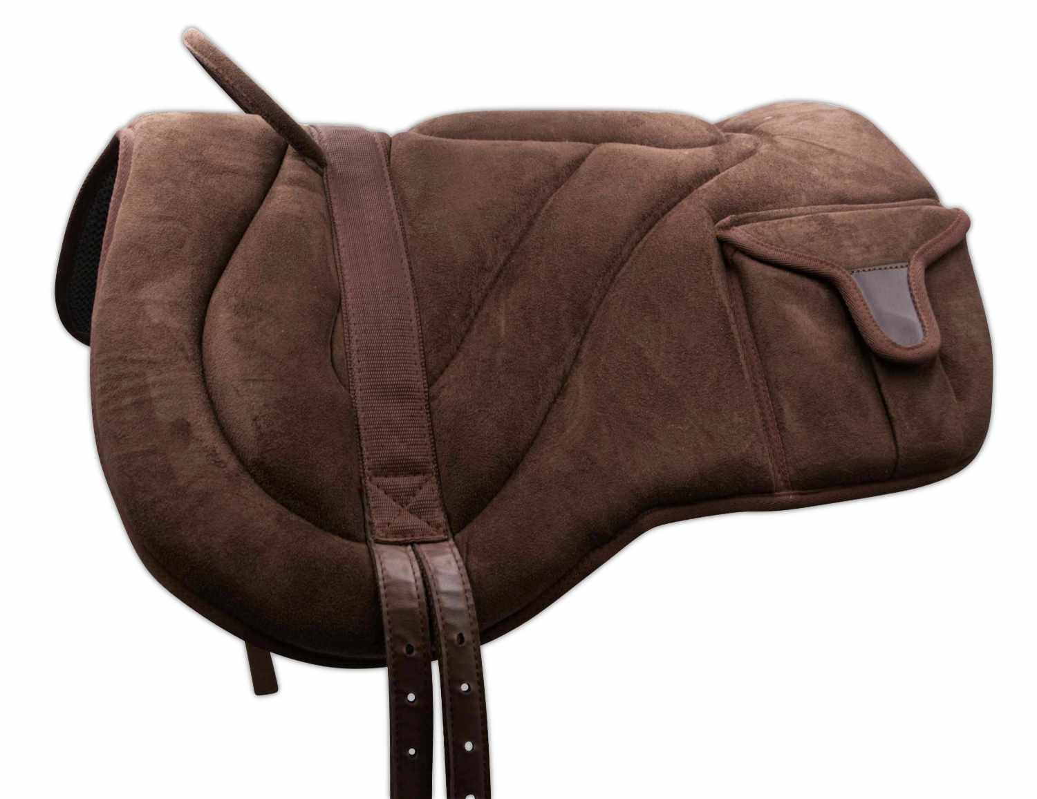Braunes Reitpad. Mit Gurten und Griff. Wildleder-Optik. AMKA Qualität.
