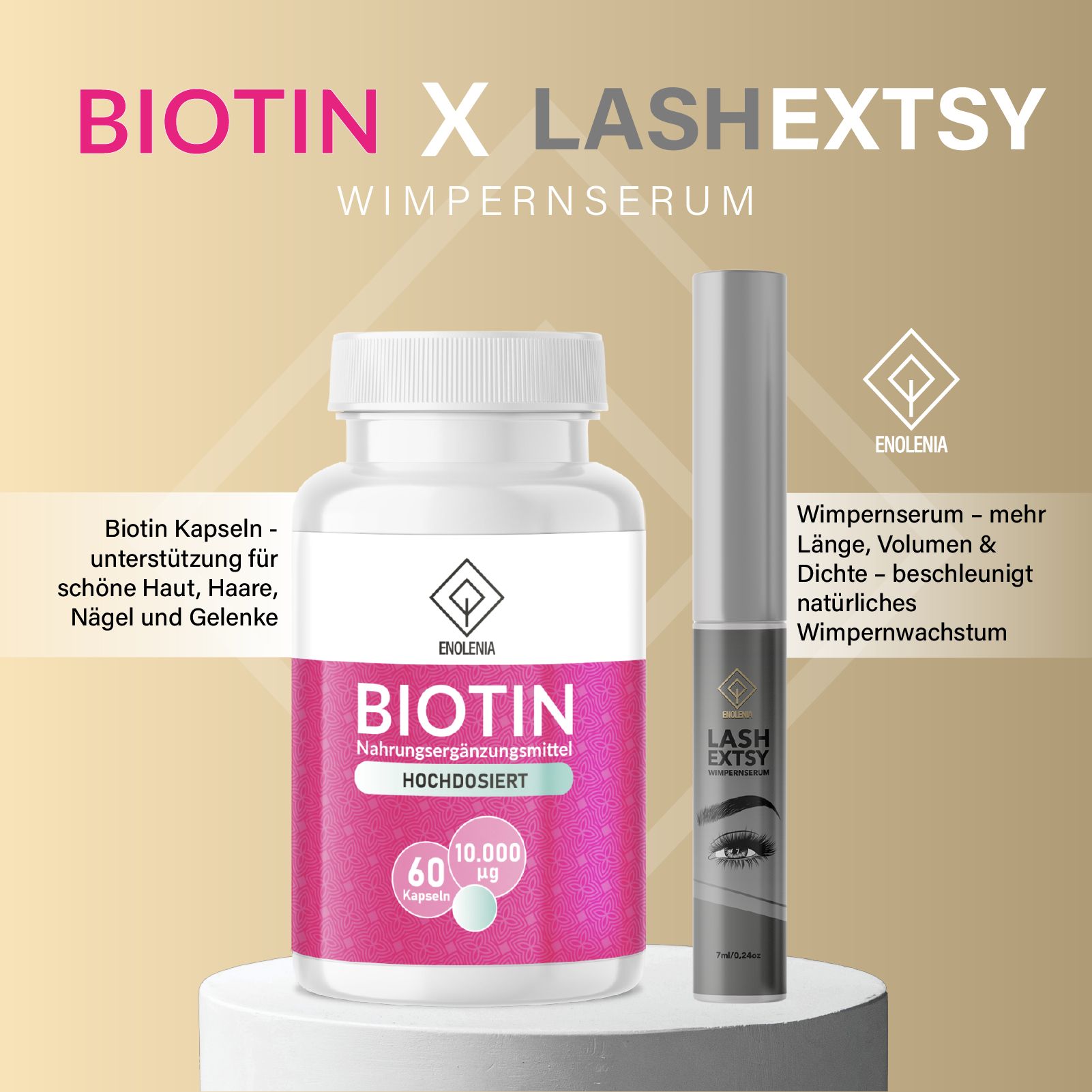 Enolenia® | Wimpernserum & Biotin Kapseln | die einzigartige KOMBI