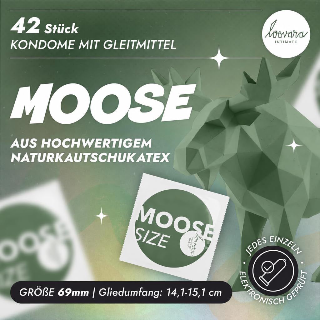 42 Stück Kondome mit Gleitmittel, Größe 69mm. Aus Naturkautschuklatex.