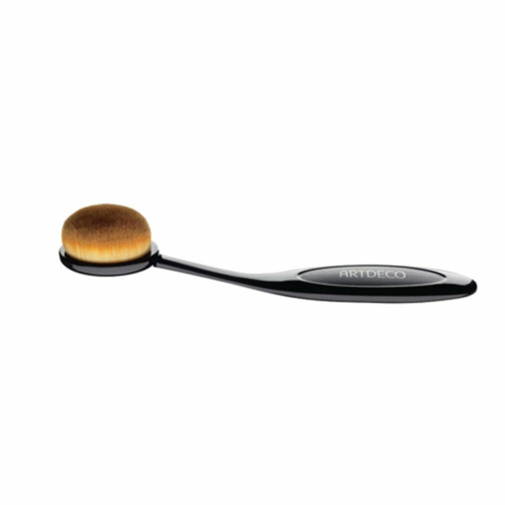Make-up-Pinsel mit langem, schwarzem Griff und dichtem, ovalem Bürstenkopf.