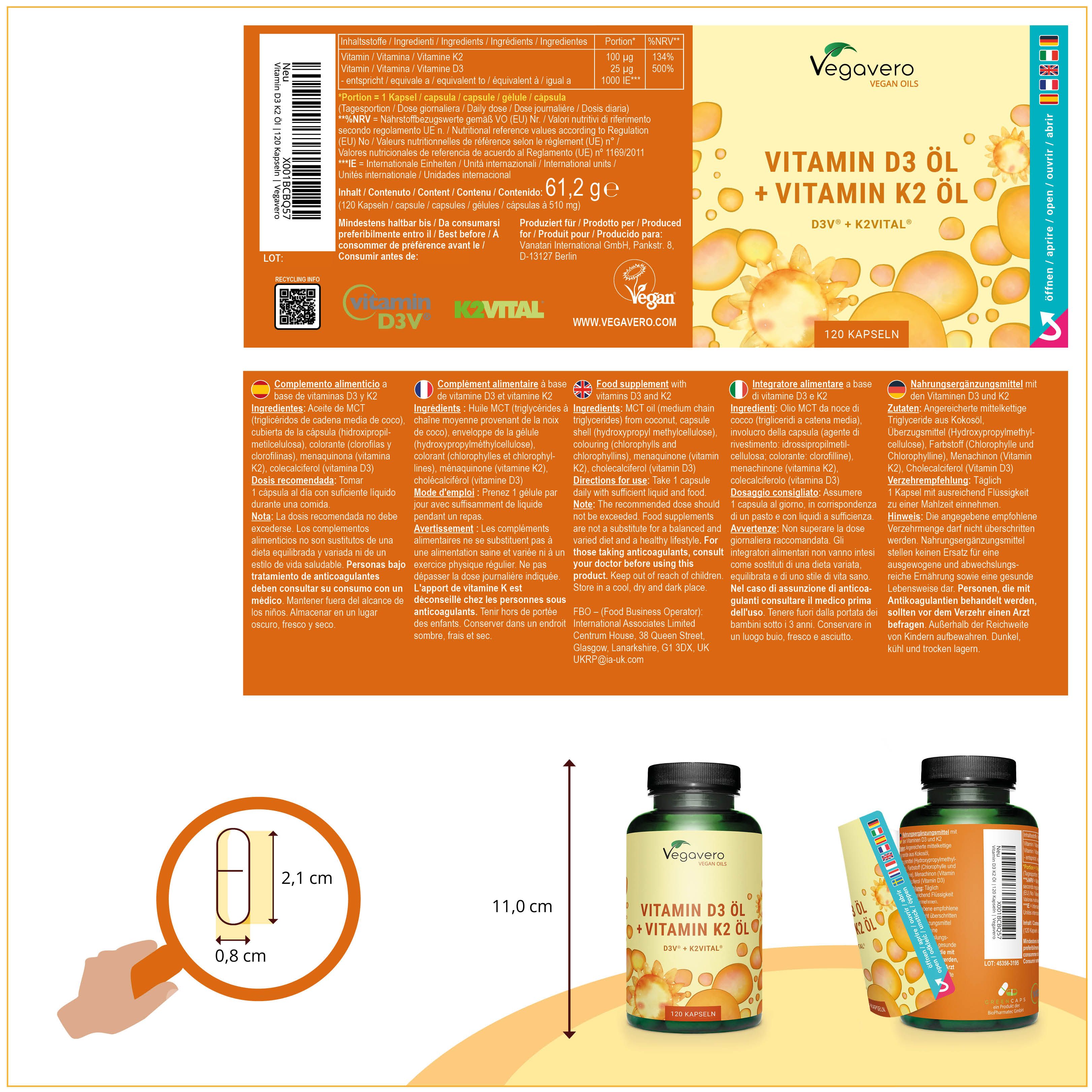 VEGAVERO Vitamin D3 und K2 Öl