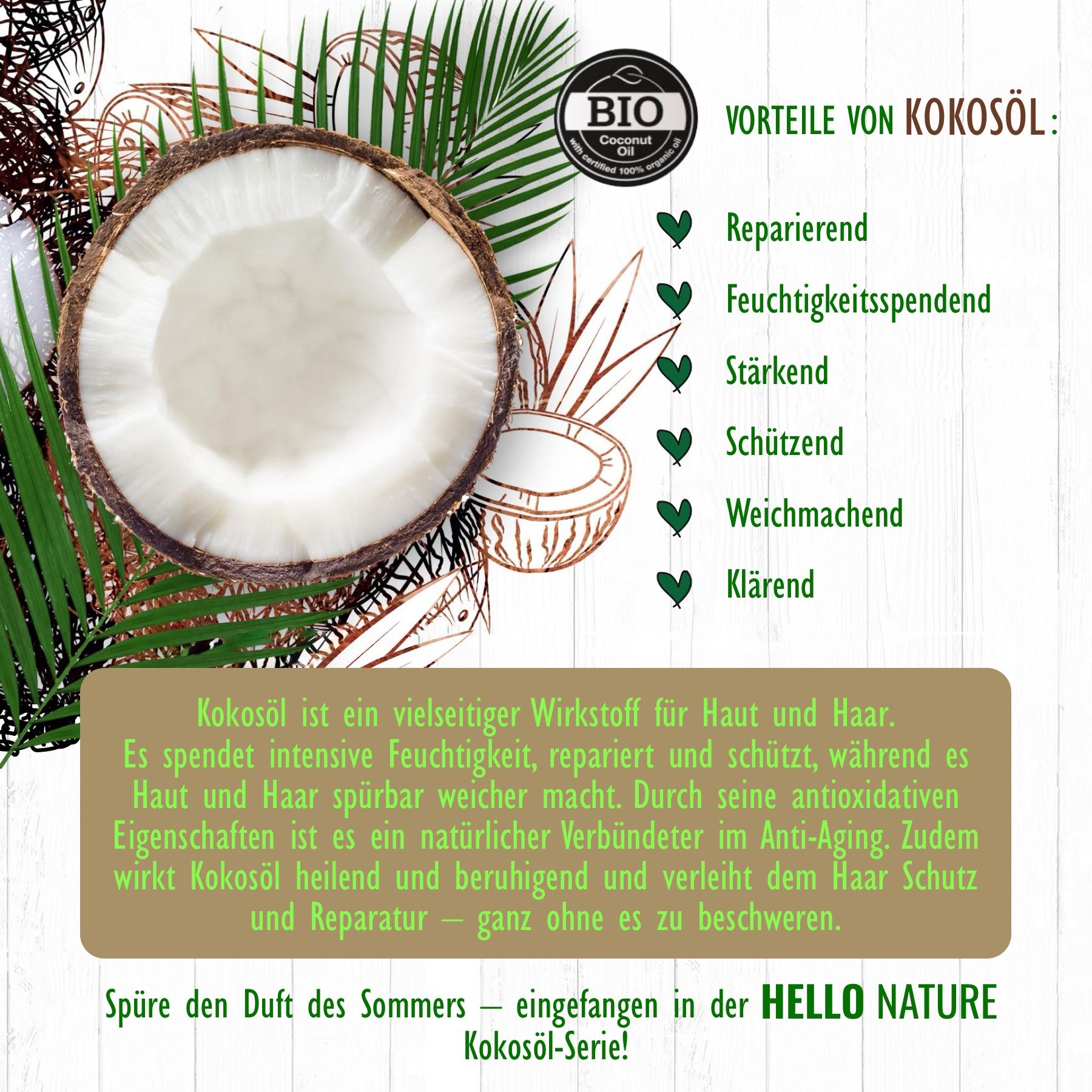 Hello Nature Body Milk Lotion für Körperpflege mit Kokosöl BIO