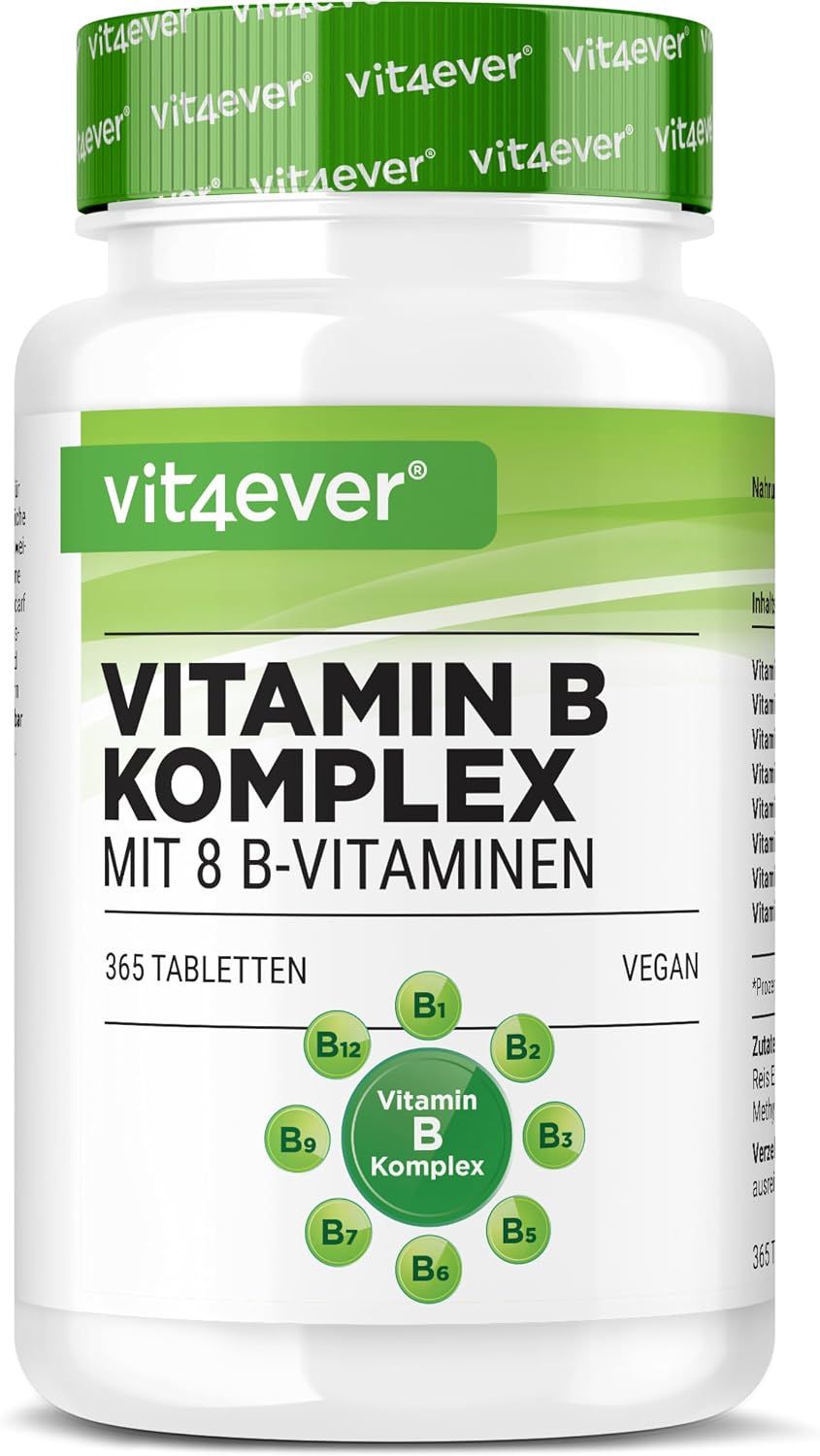 Vit4ever Vitamin B Komplex Flasche mit 365 Tabletten.