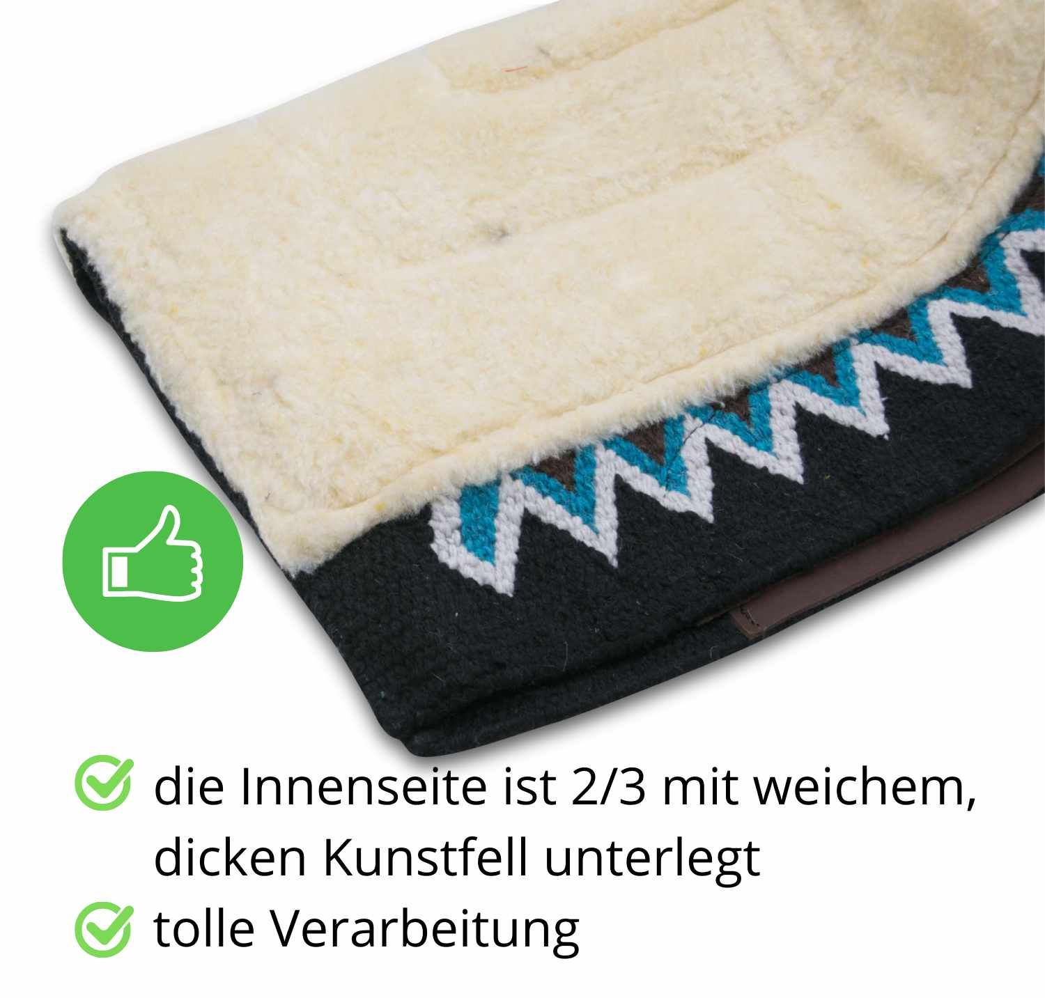 Ausschnitt eines Westernpads. Innenseite 2/3 mit Kunstfell, tolle Verarbeitung.