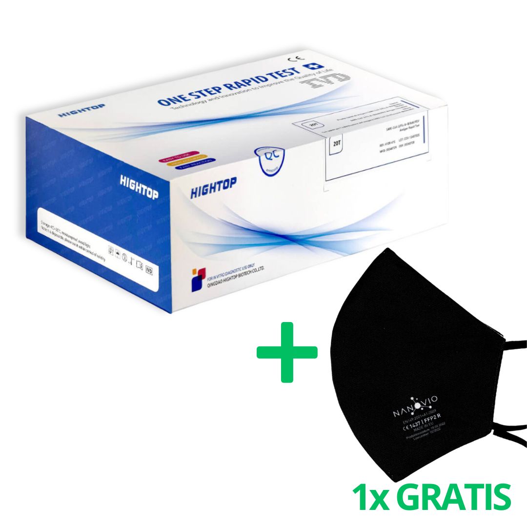 Hightop 5in1 Profi Antigentest Corona - COVID-19, Grippe A/B, RSV, Adenovirus + Gratis Nanovio FFP2