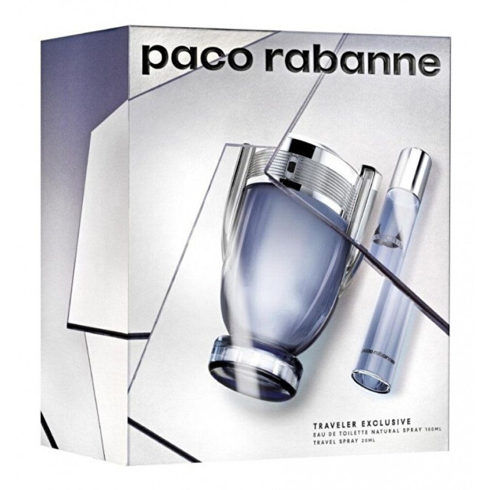 Verpackung mit Produktabbildung und Zerstäuber. Aufschrift 'paco rabanne'. Eckige Verpackung mit Produktbild und Zerstäuber.