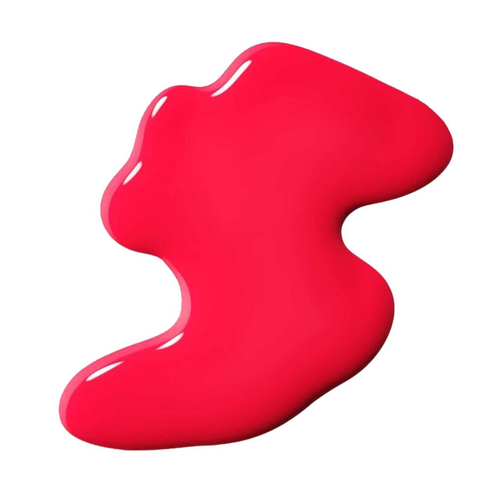 Ein Tropfen leuchtend pinker Nagellack auf weißem Hintergrund.