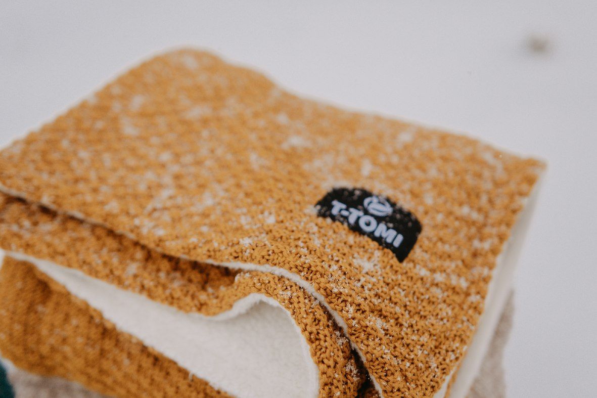 T-TOMI Gestrickte Decke WARM Curry