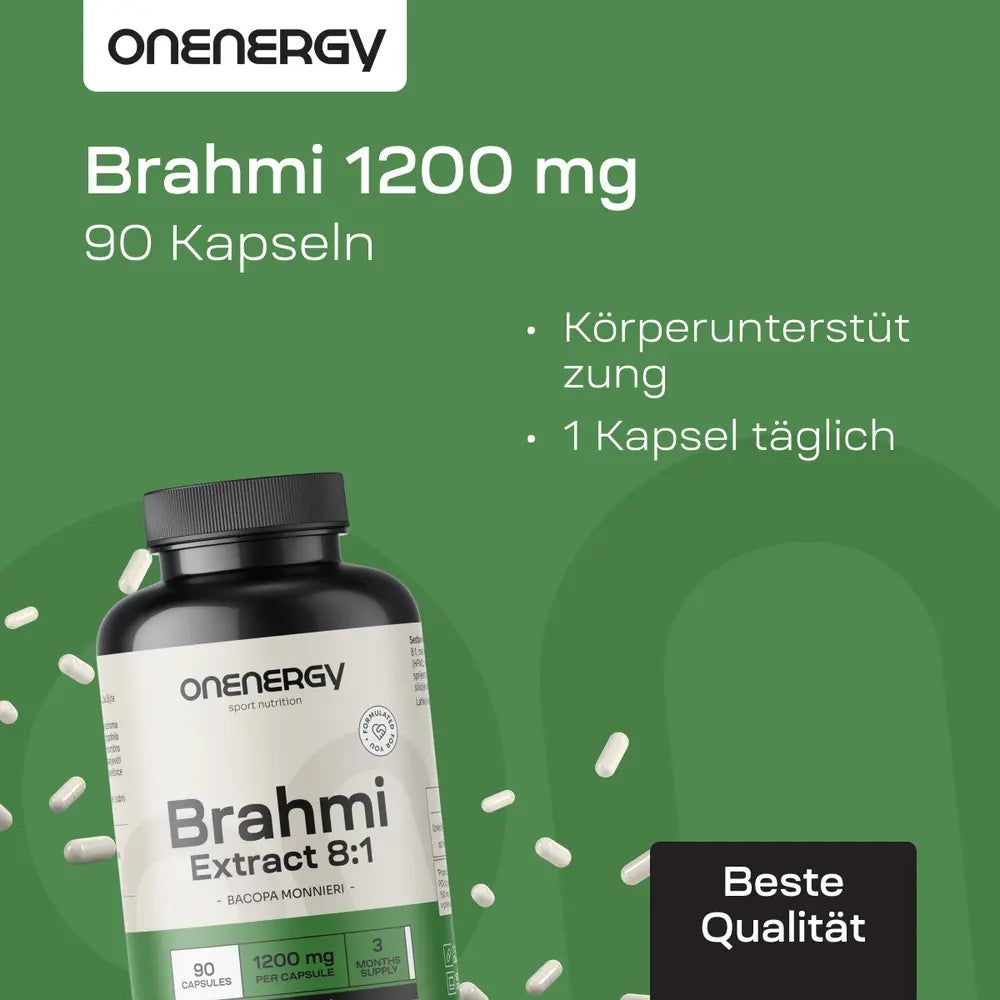 OnEnergy Brahmi 1200 mg, 90 Kapseln, mit Fokus auf geistige Fitness.