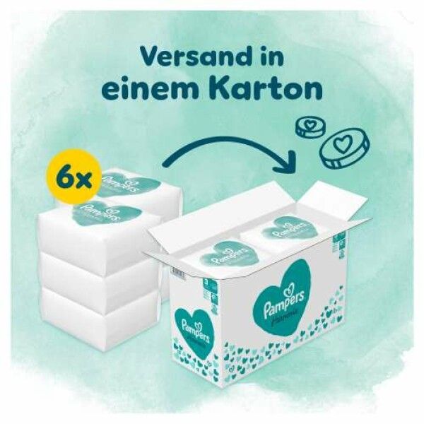 Pampers Harmonie Windeln in Karton. 6 Packungen. Versand in einem Karton. Herz-Design.