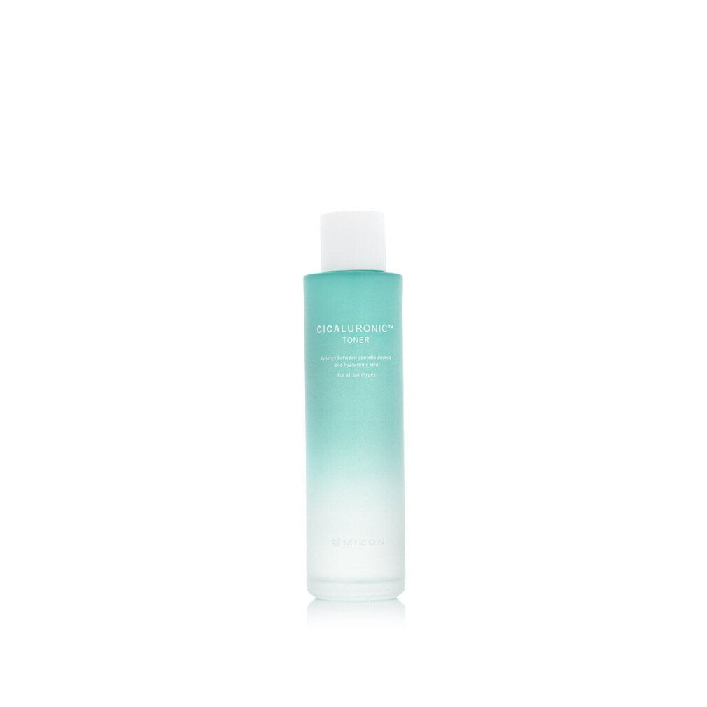 Zylindrische Flasche. Aufschrift: Cicaluronic Toner. Marke: Mizon.