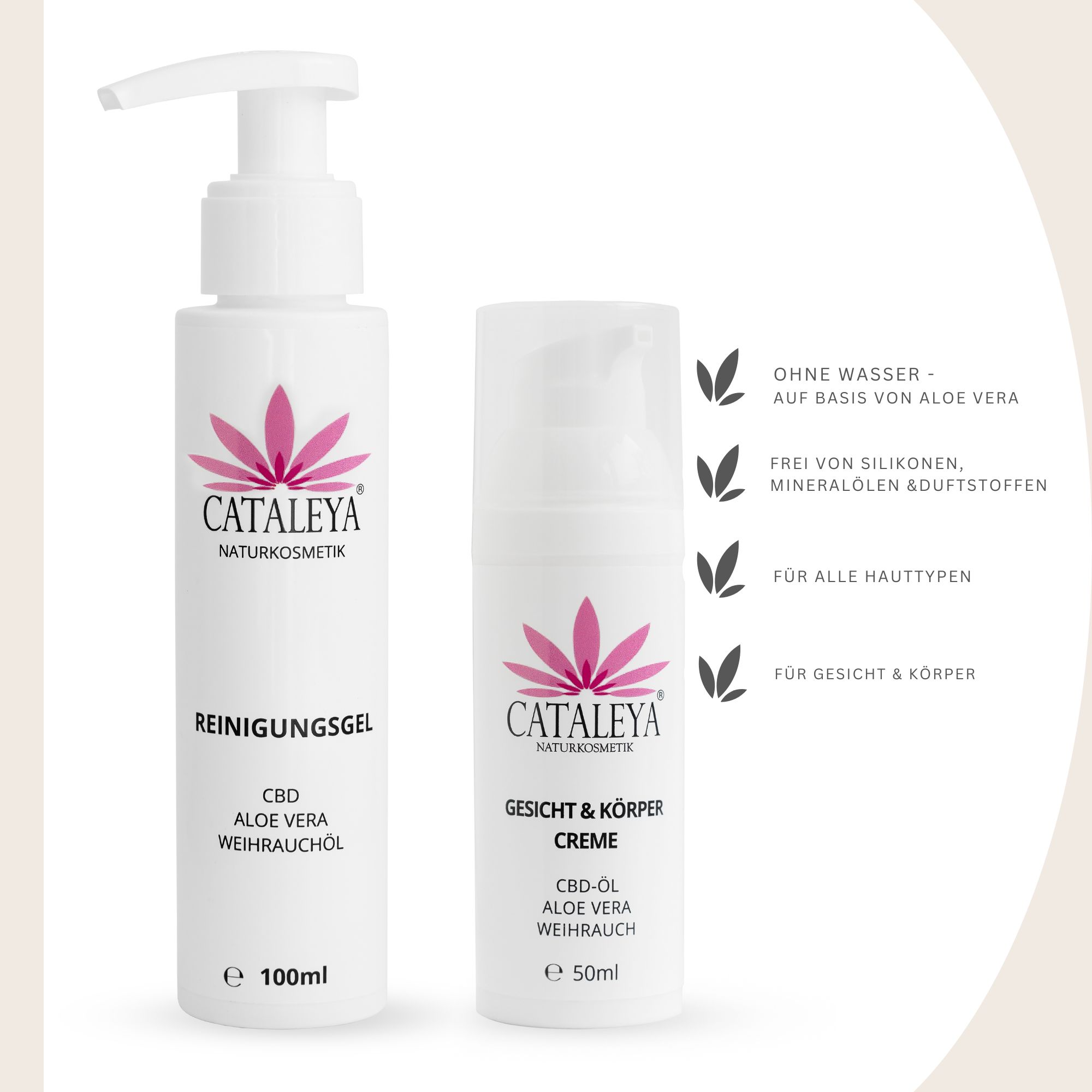CATALEYA Gesichtscreme und Reinigungsgel - Naturkosmetik Set