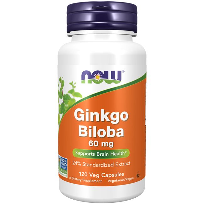 Now Foods Ginkgo Biloba-Extrakt 60 mg 120 Veg-Kapseln