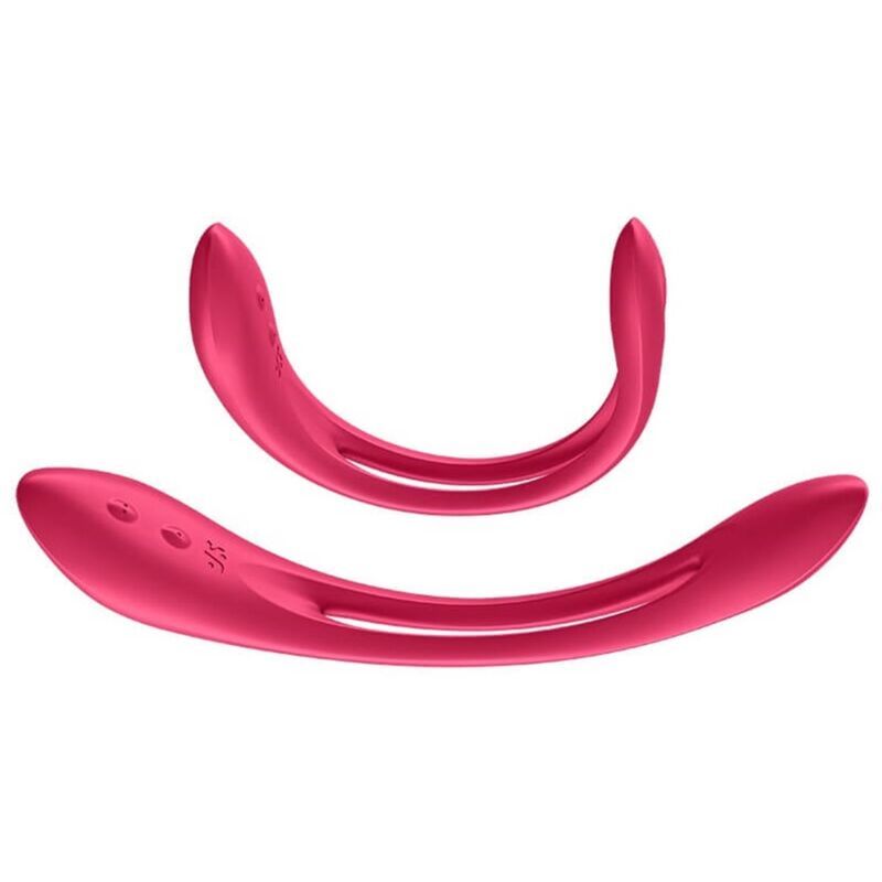 Zwei rosa Vibratoren mit Öffnung. Zwei Knöpfe. Glatte Oberfläche. Ergonomisches Design. SF-Logo.
