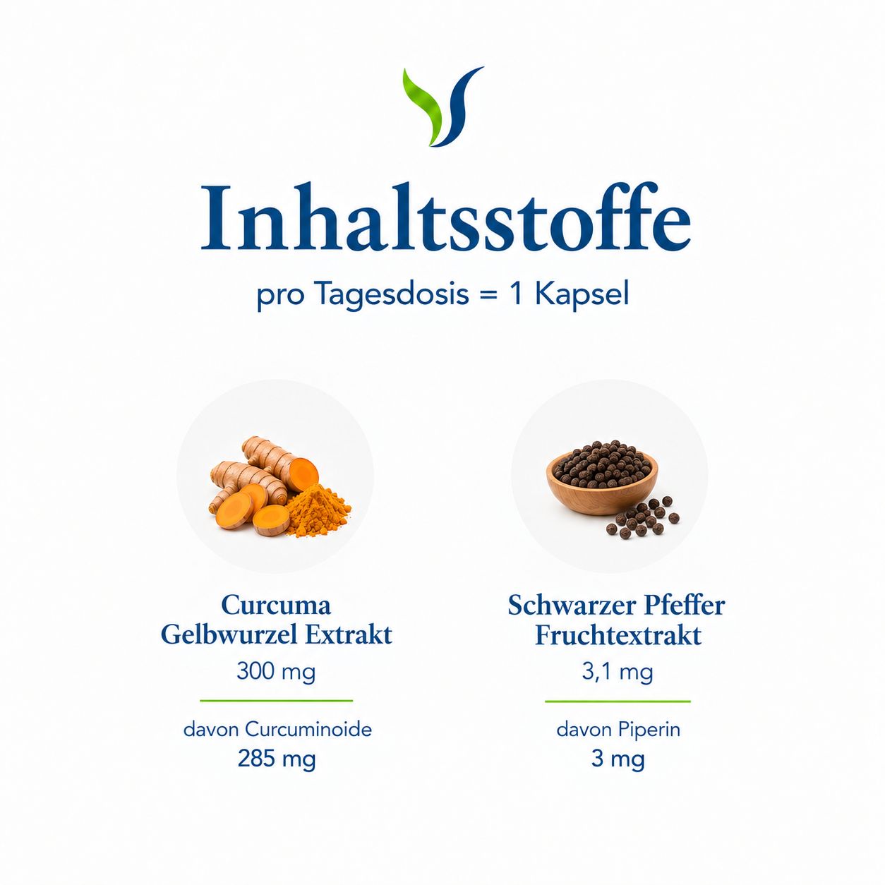 Frau nimmt eine Kapsel ein, mit Icons für tägliche Einnahme und Flüssigkeit.