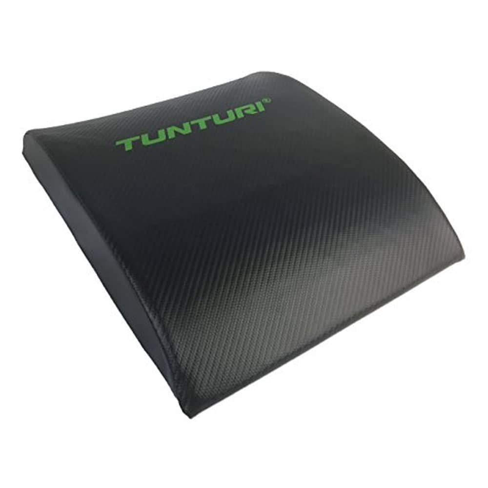 Schwarze, gewölbte Matte mit grünem "Tunturi"-Logo. Oberseite mit Karbonfaser-Optik. Für Bauchtraining.