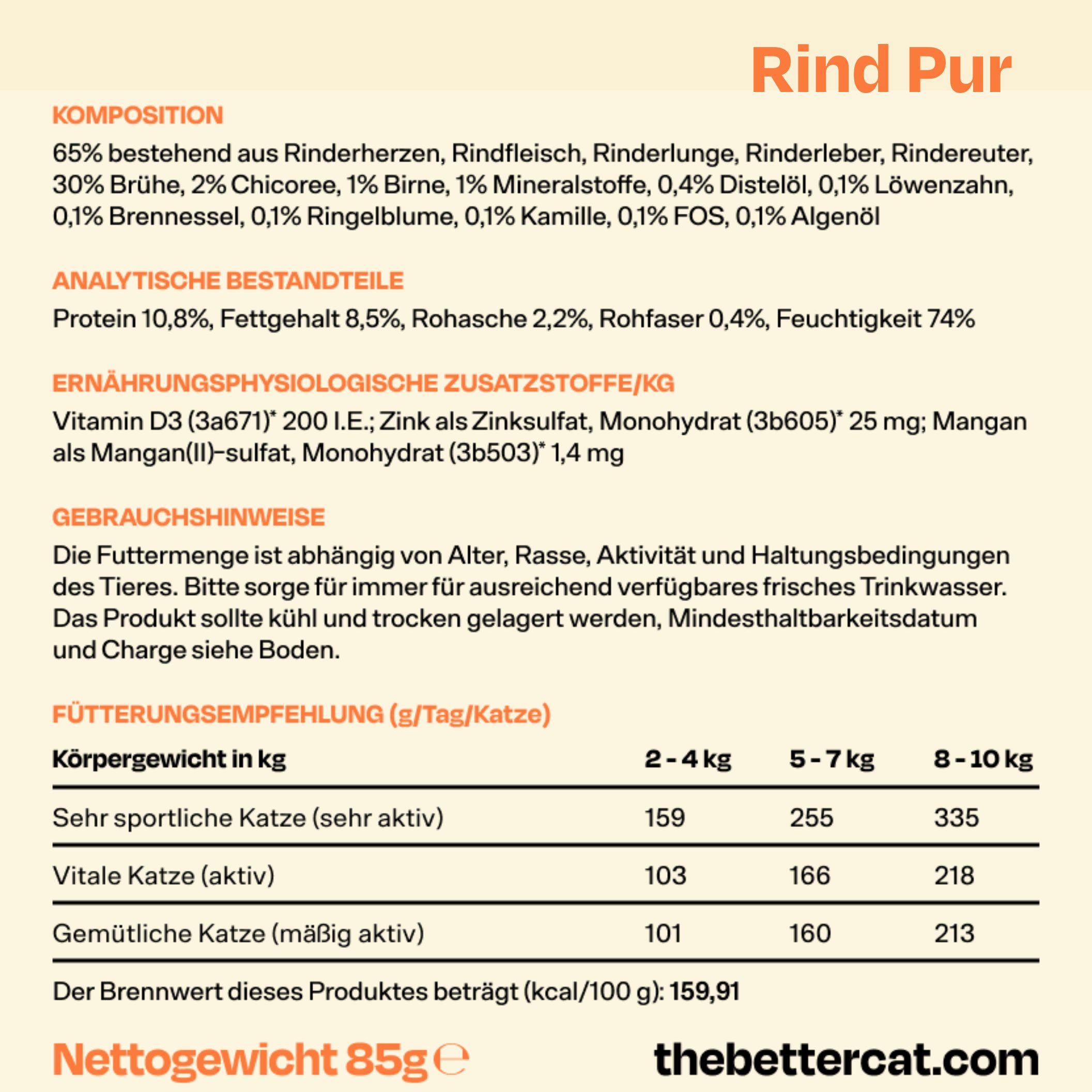 The Better Cat Katzenfutter Nass - Rind