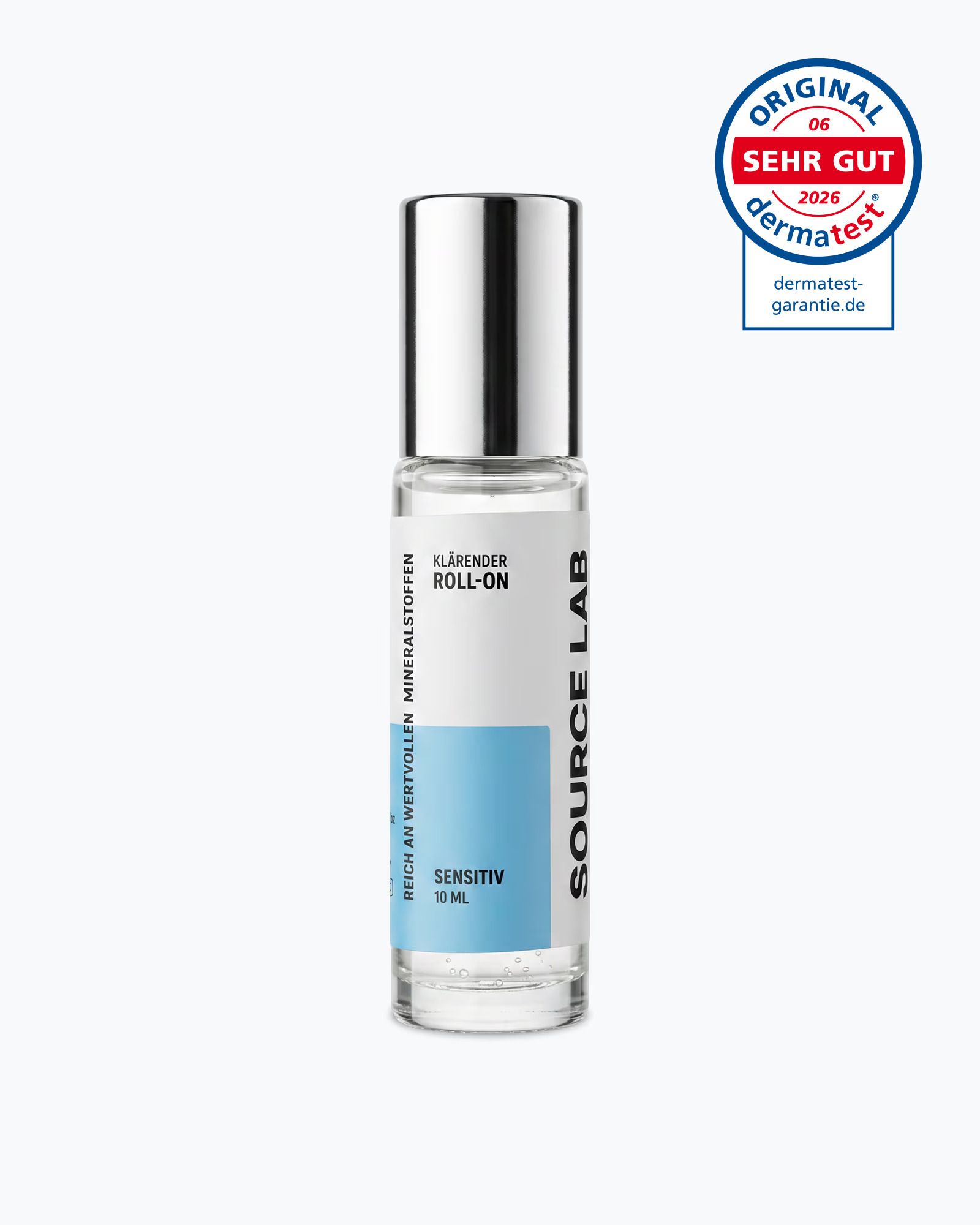 Source Lab klärender Roll-On mit Silber-Applikator. 10 ml. Dermatest-Siegel.