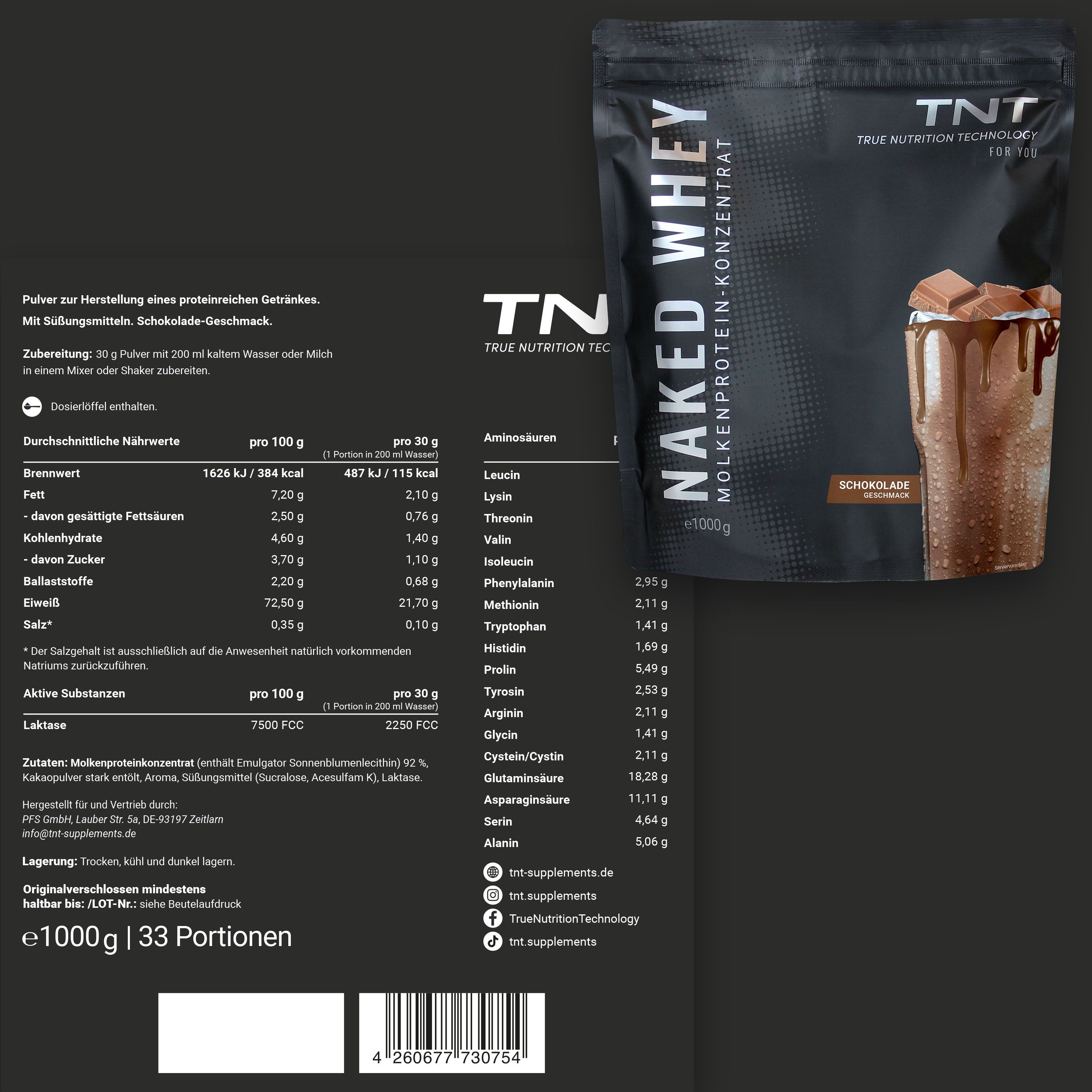 TNT Naked Whey - Molkenproteinkonzentrat mit Laktase