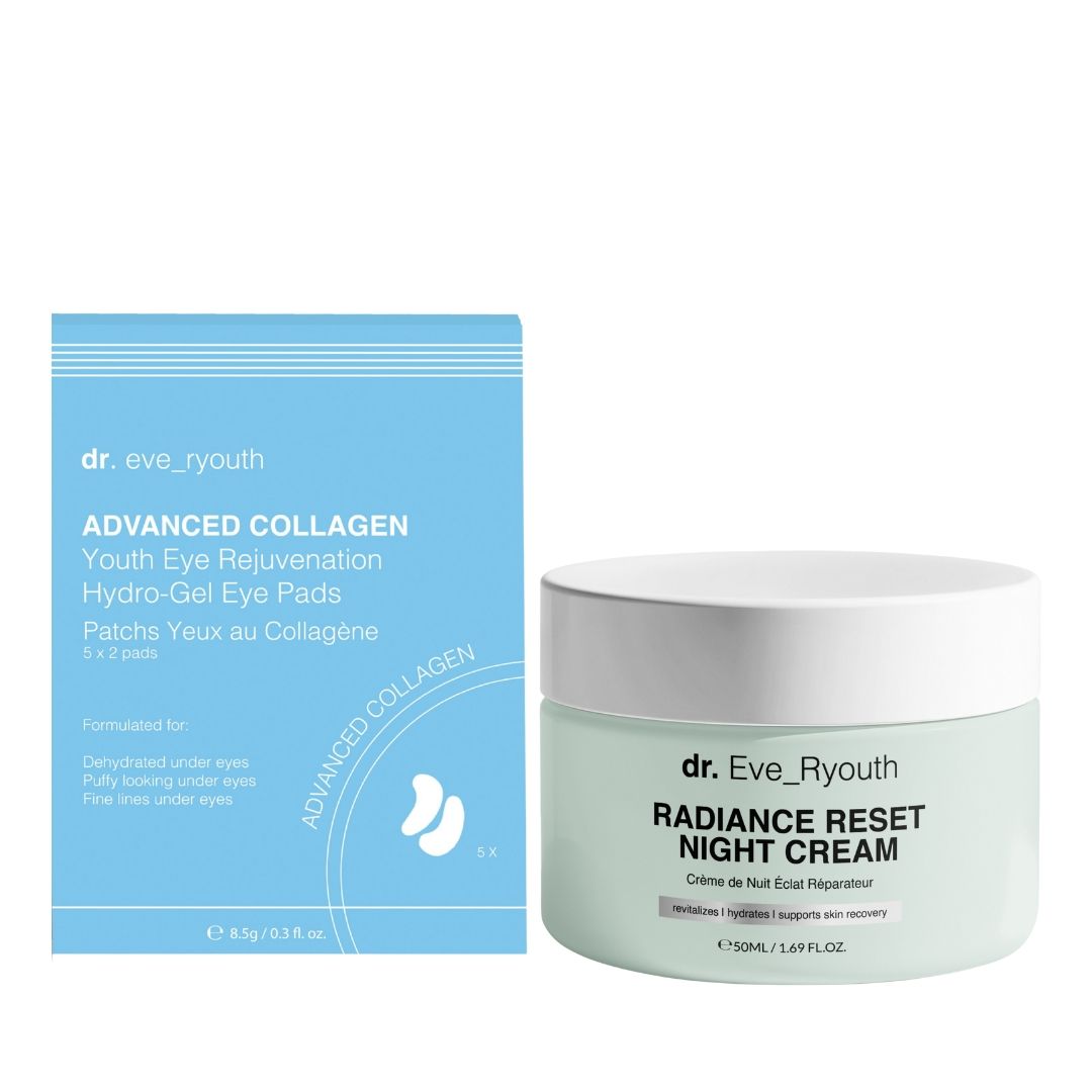 Dr. Eve_Ryouth Radiance Reset Nachtcreme und Advanced Collagen Augenpads.